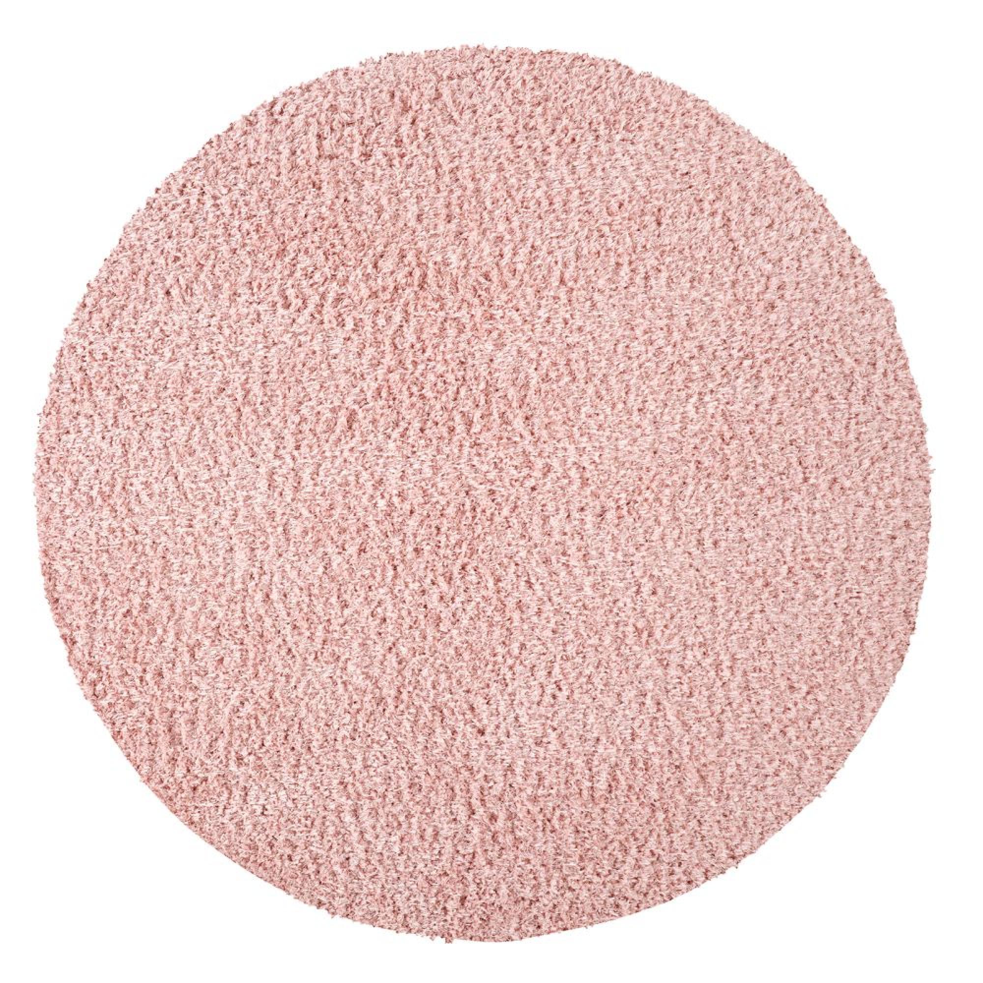 Moda Round Rug - Shaggy Solid Color Plush Pile - Pink - Sizes Available