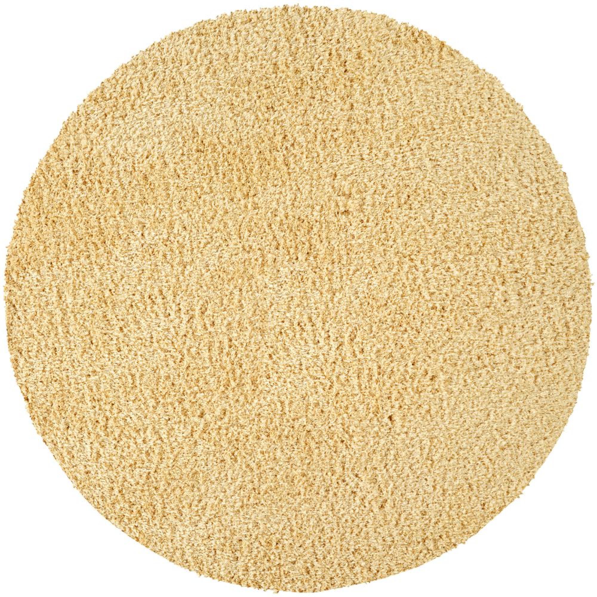 Moda Round Rug - Shaggy Solid Color Plush Pile - Yellow - Sizes Available