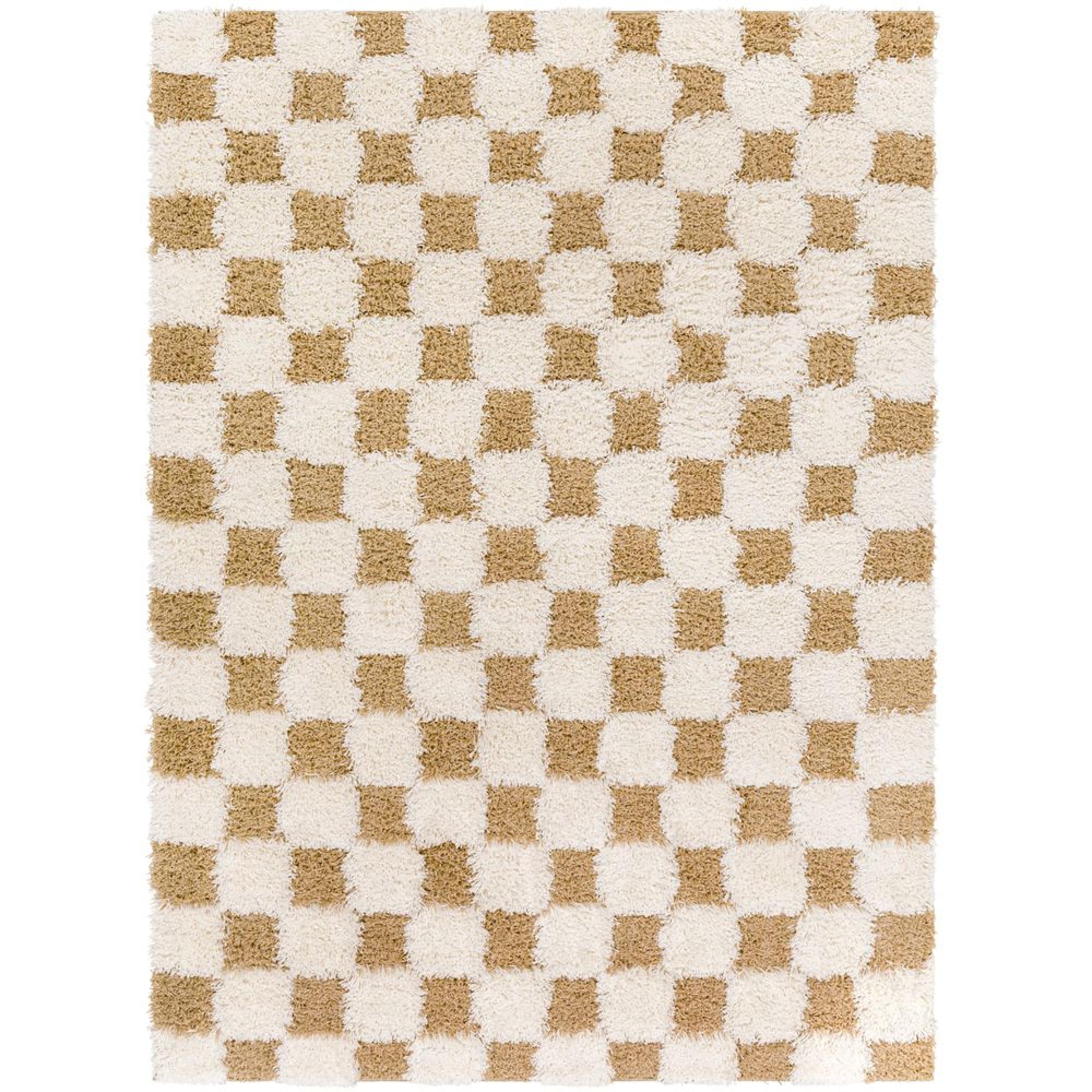 Urban Rug - Modern Shaggy - USG2346 - Cream Checkered - Sizes Available