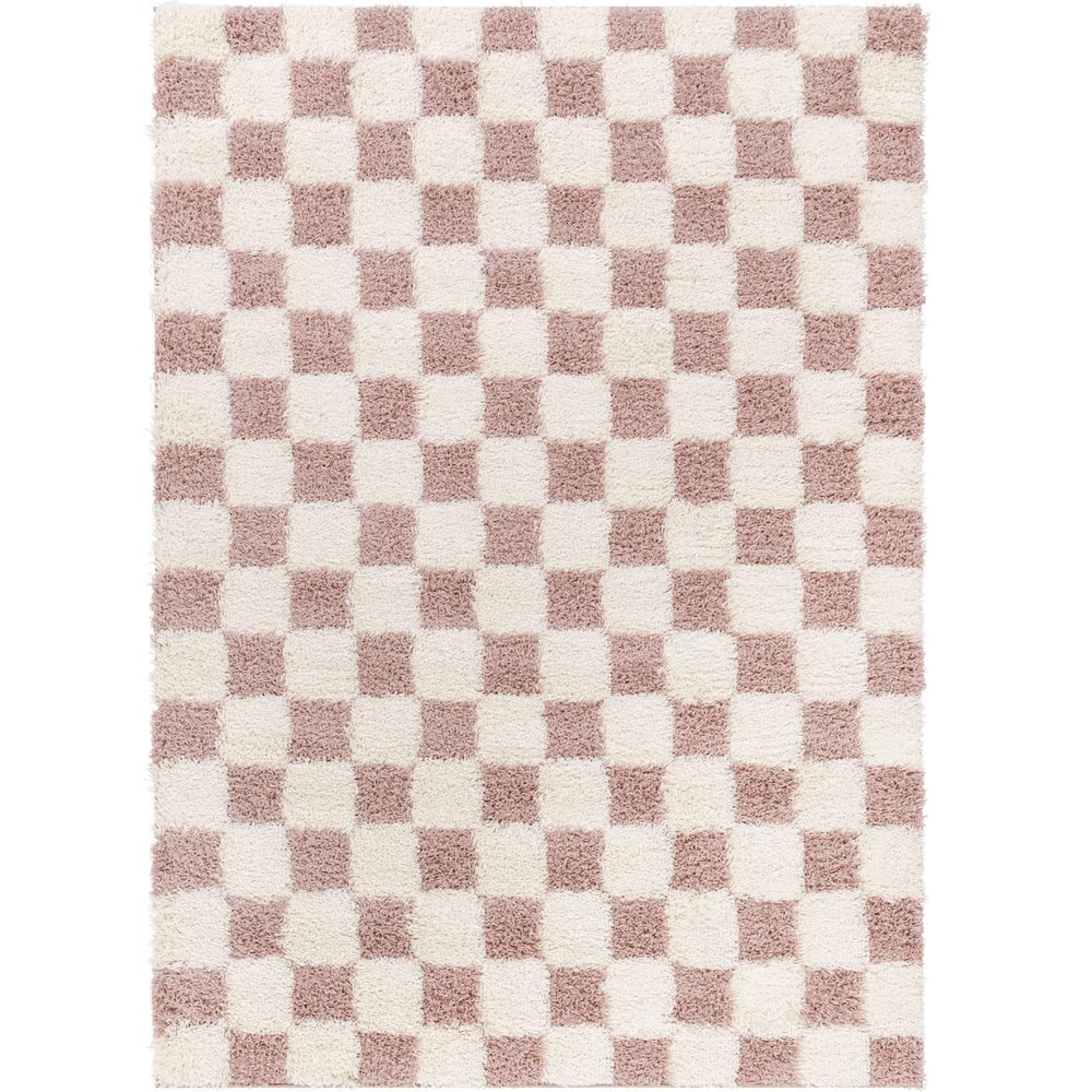 Urban Rug - Modern Shaggy - USG2347 - Cream Checkered - Sizes Available