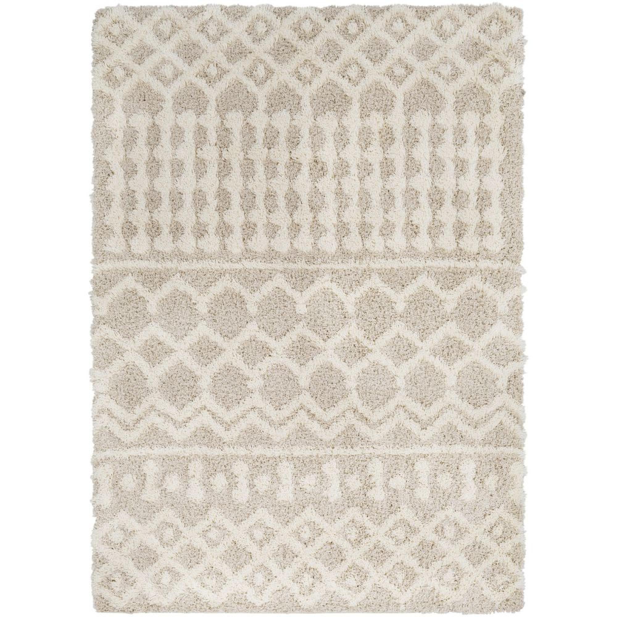 Urban Rug - Shaggy Geometric Plush Pile - Cream - Sizes Available