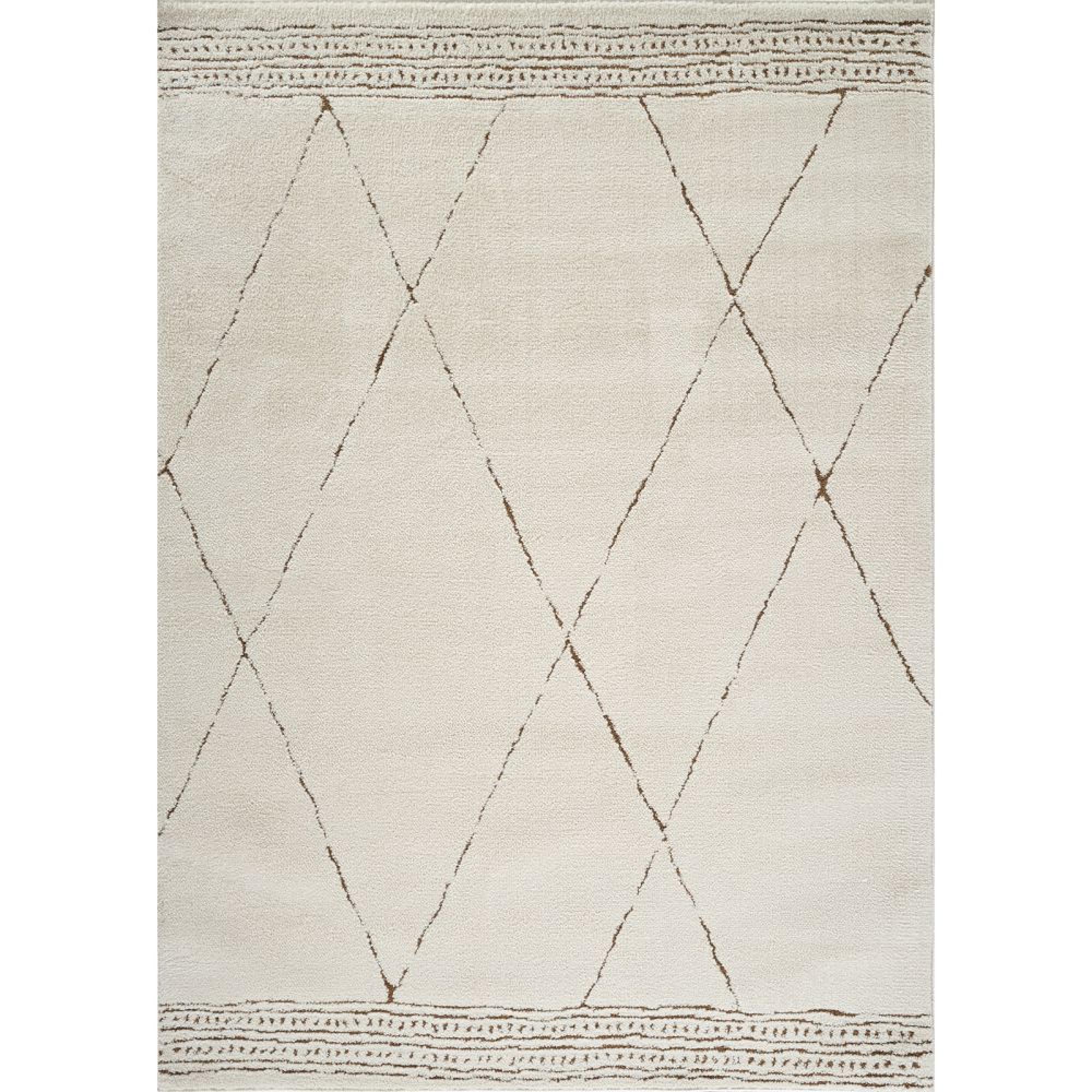 Freud Rug - Modern High Pile Berber - Ivory & Brown - Sizes Available