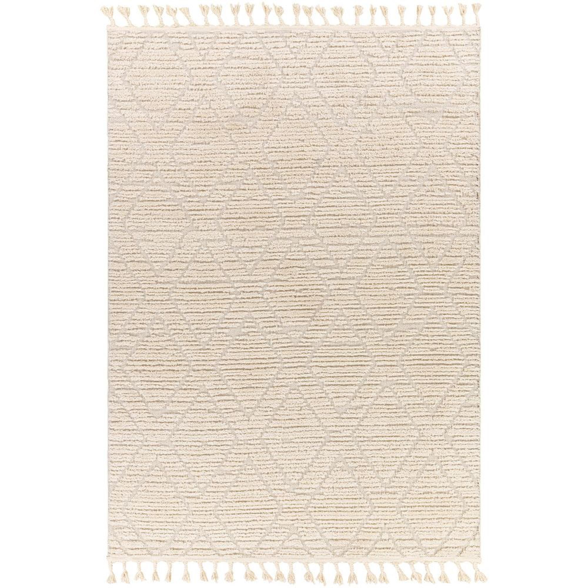 Nora Rug - Geometric High Pile Berber - Beige - Sizes Available