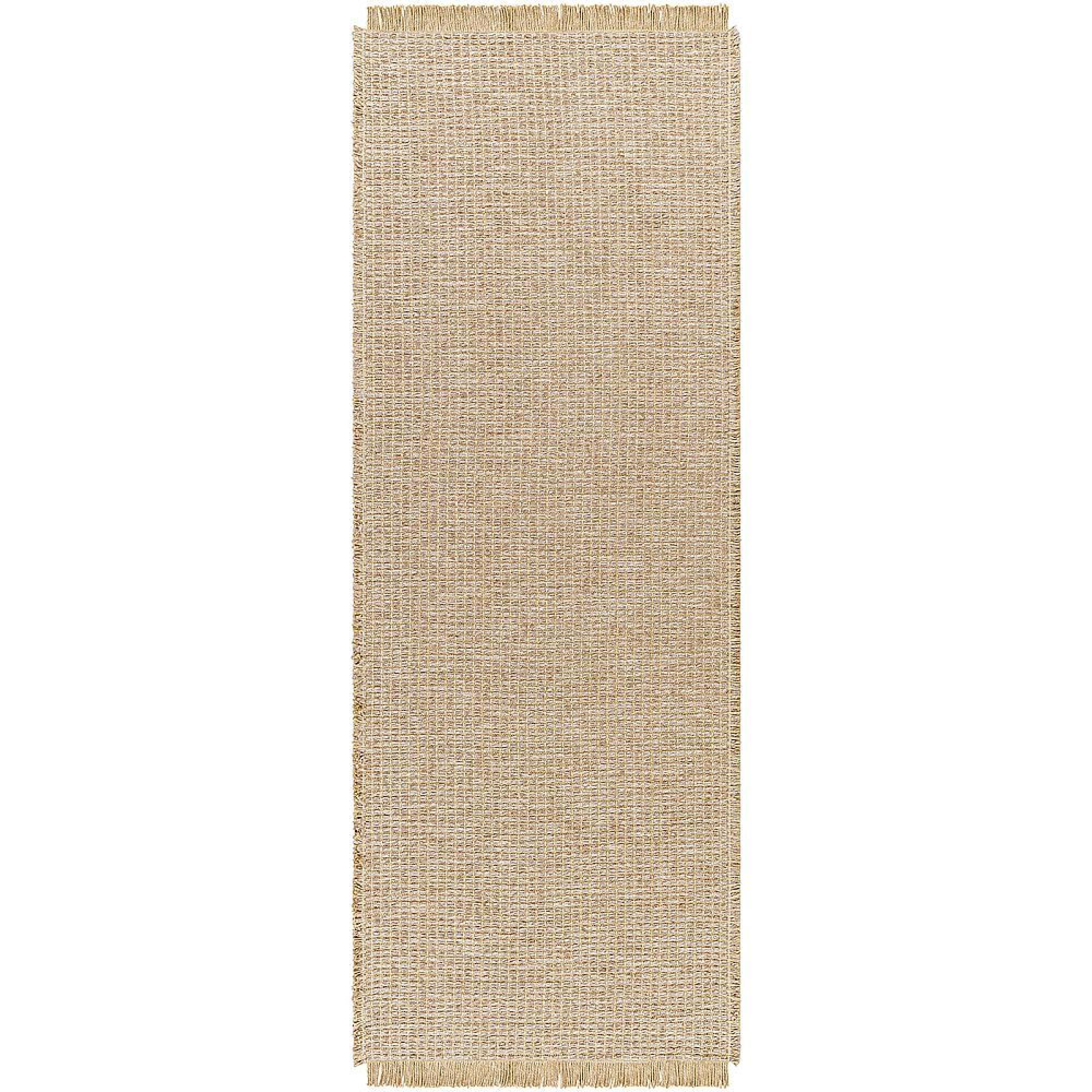 Kimi Runner - Solid & Border Boho Jute - BOKM2303 - Brown - 80cm x 220cm
