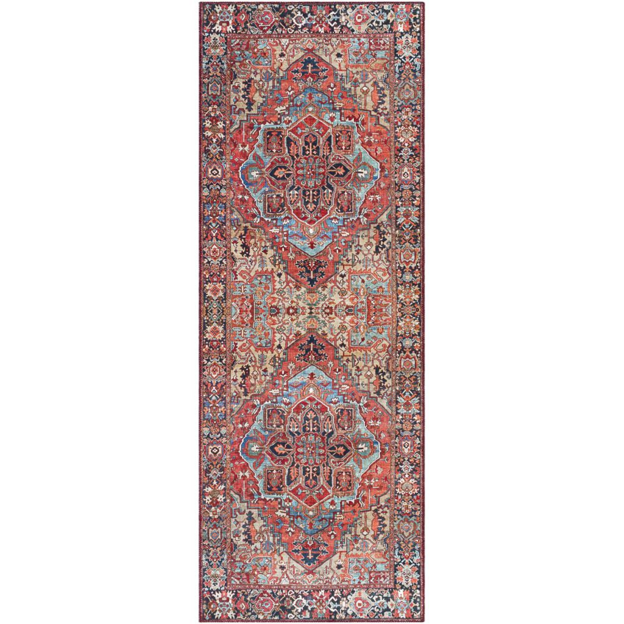 Iris Runner - Vintage Oriental Boho - IRS2310 - Bright Red - 80cm x 230cm