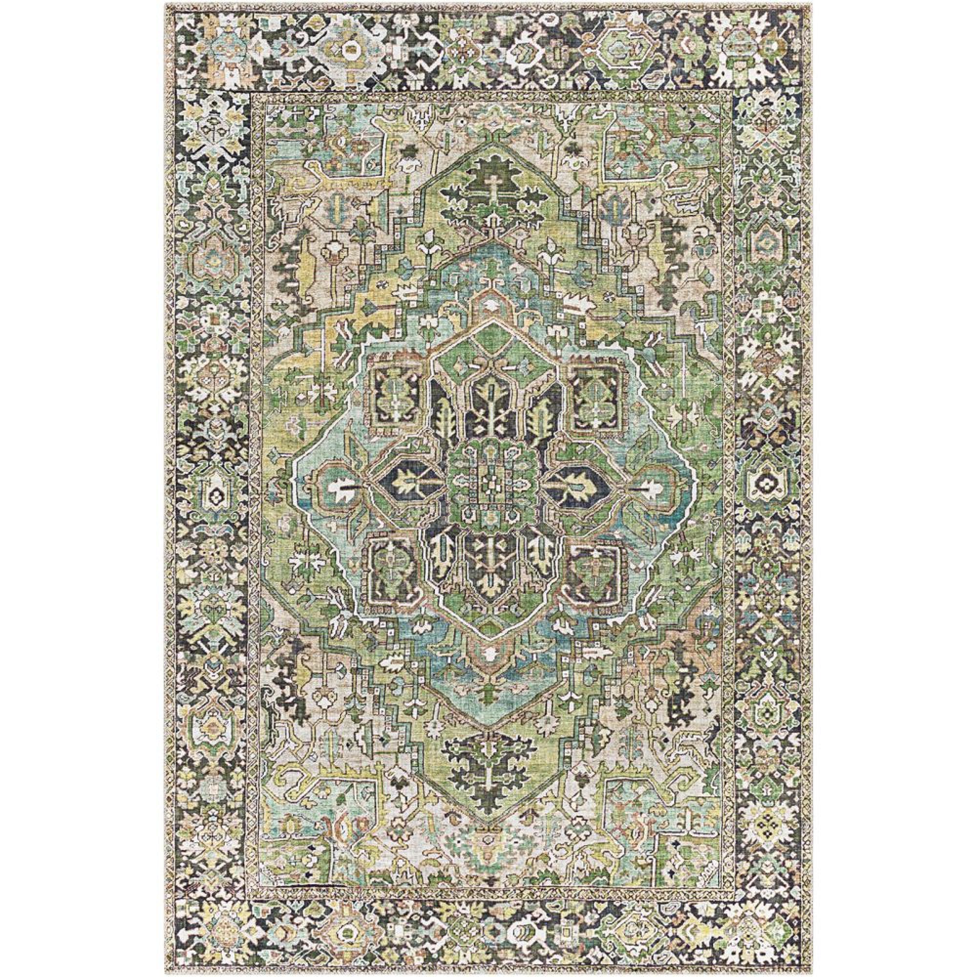 Iris Rug - Vintage Oriental Boho - IRS2361 - Green - Sizes Available