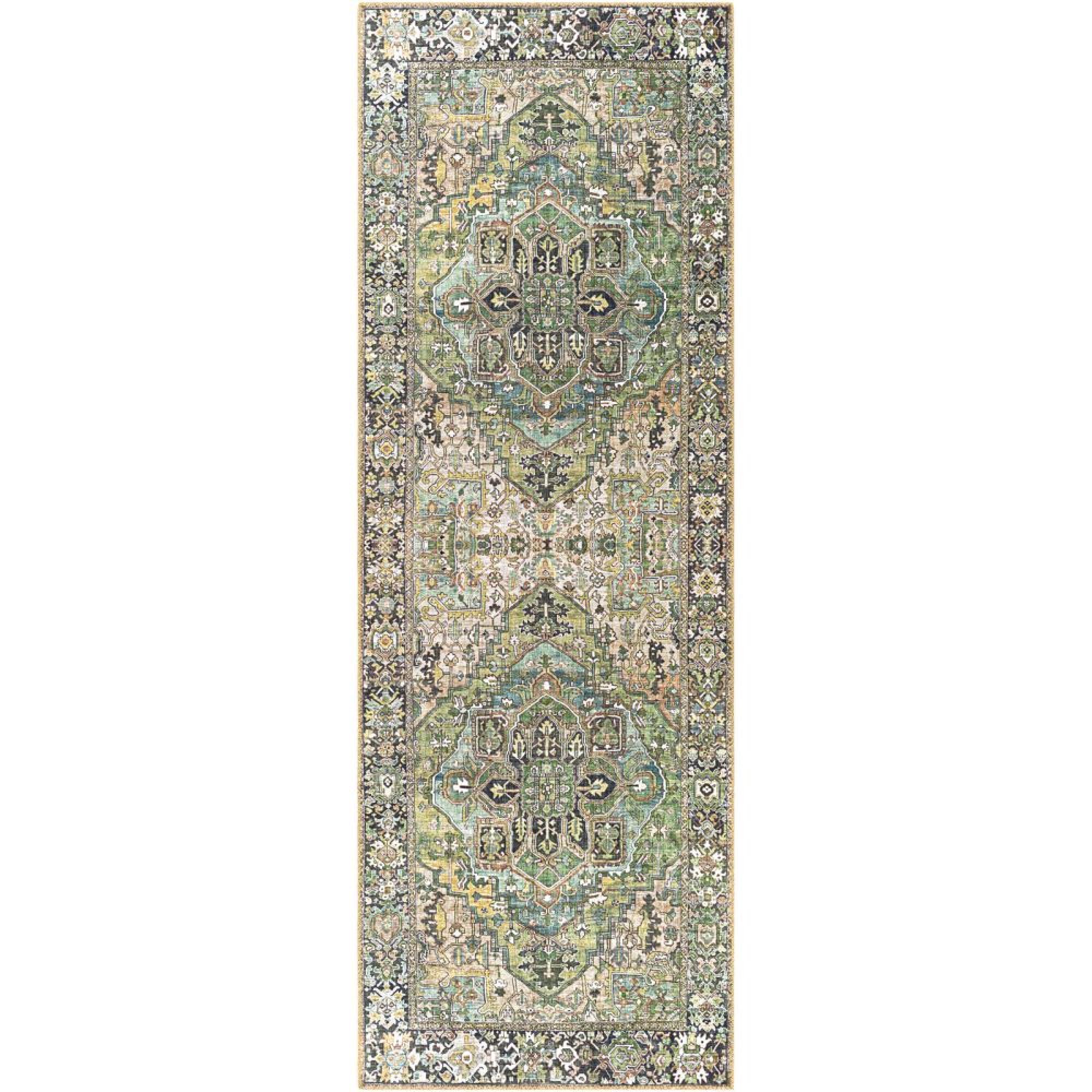 Iris Runner - Vintage Oriental Boho - IRS2361 - Green - 80cm x 230cm