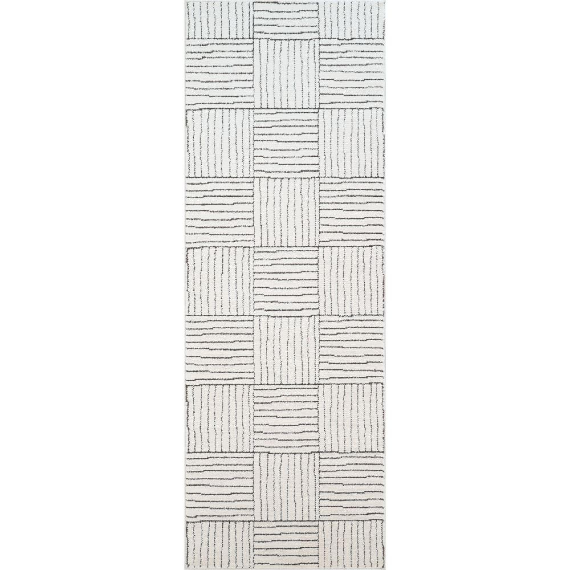 Architect Galey Alix Runner - Modern Scandi High Pile - GAAR2300 - Ivory & Black - 80cm x 220cm