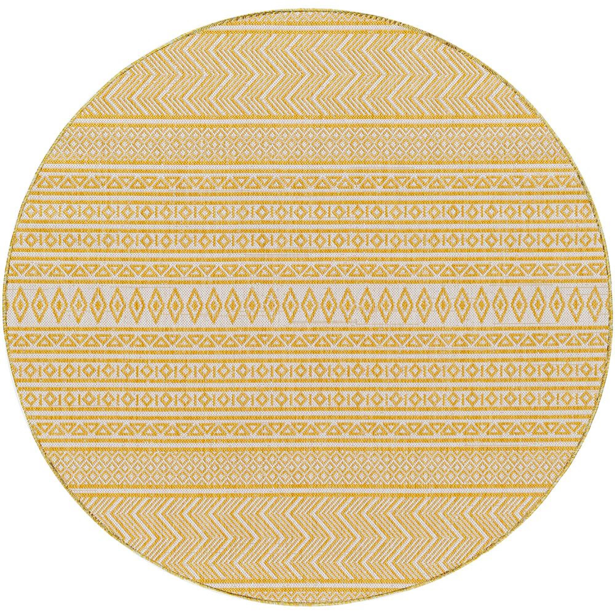 Eagean Round Rug - EAG2427 - Yellow - 160cm x 160cm