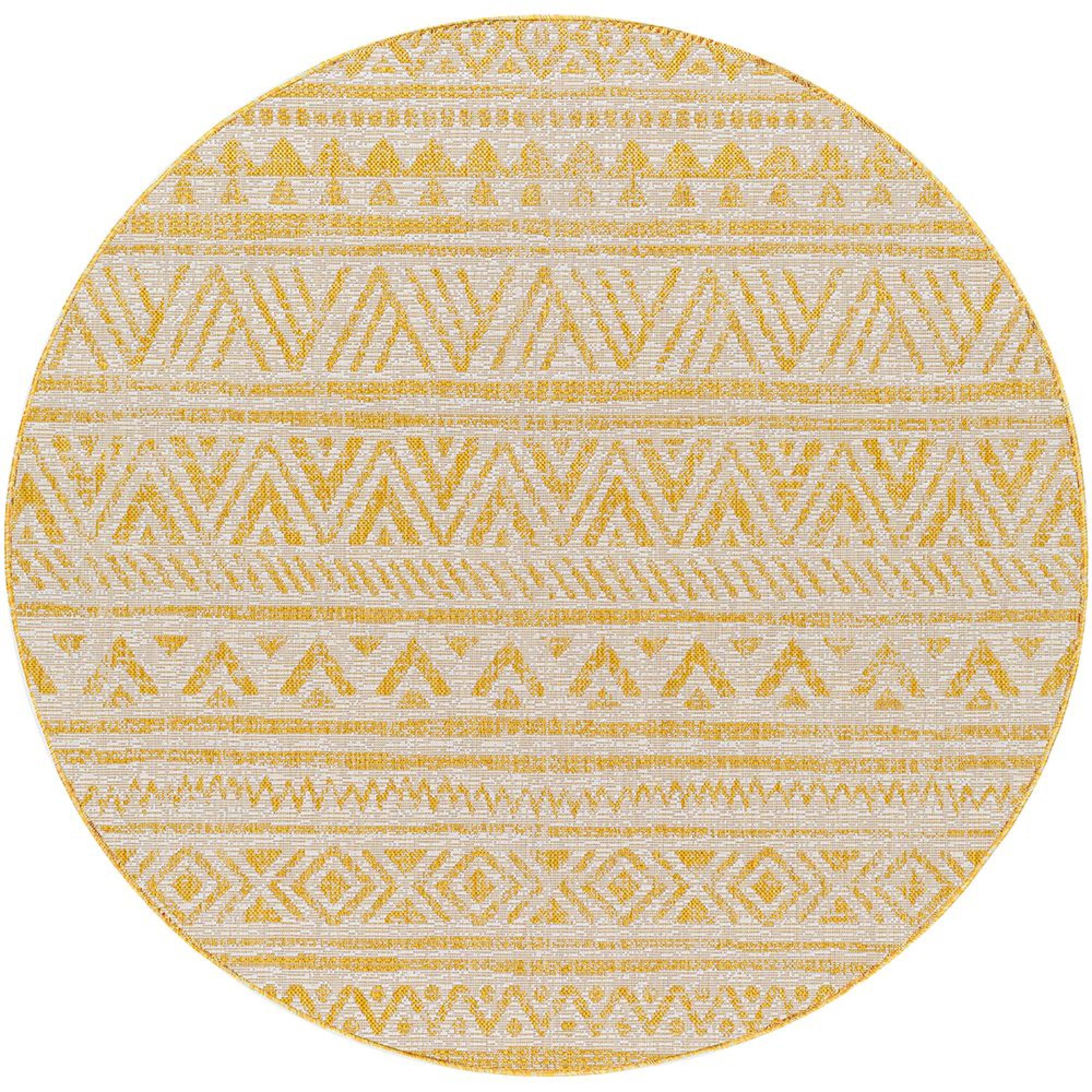 Eagean Round Rug - EAG2431 - Yellow - 160cm x 160cm