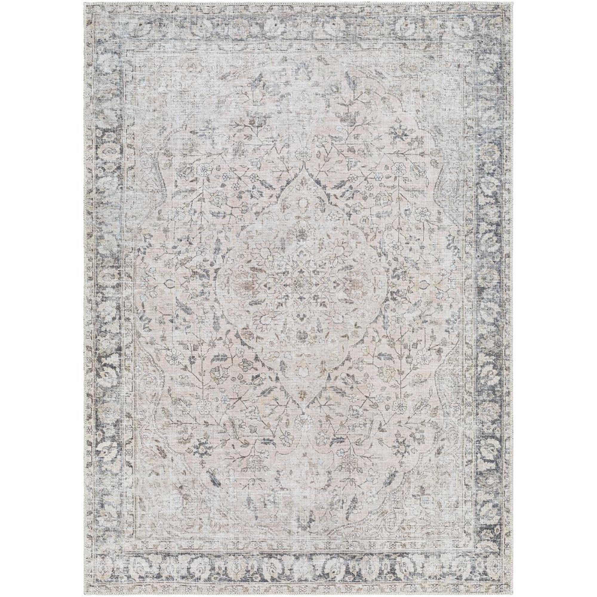 Amelie Rug - Machine Washable Traditional Boho - AML2386 - Blush Light Grey - Sizes Available
