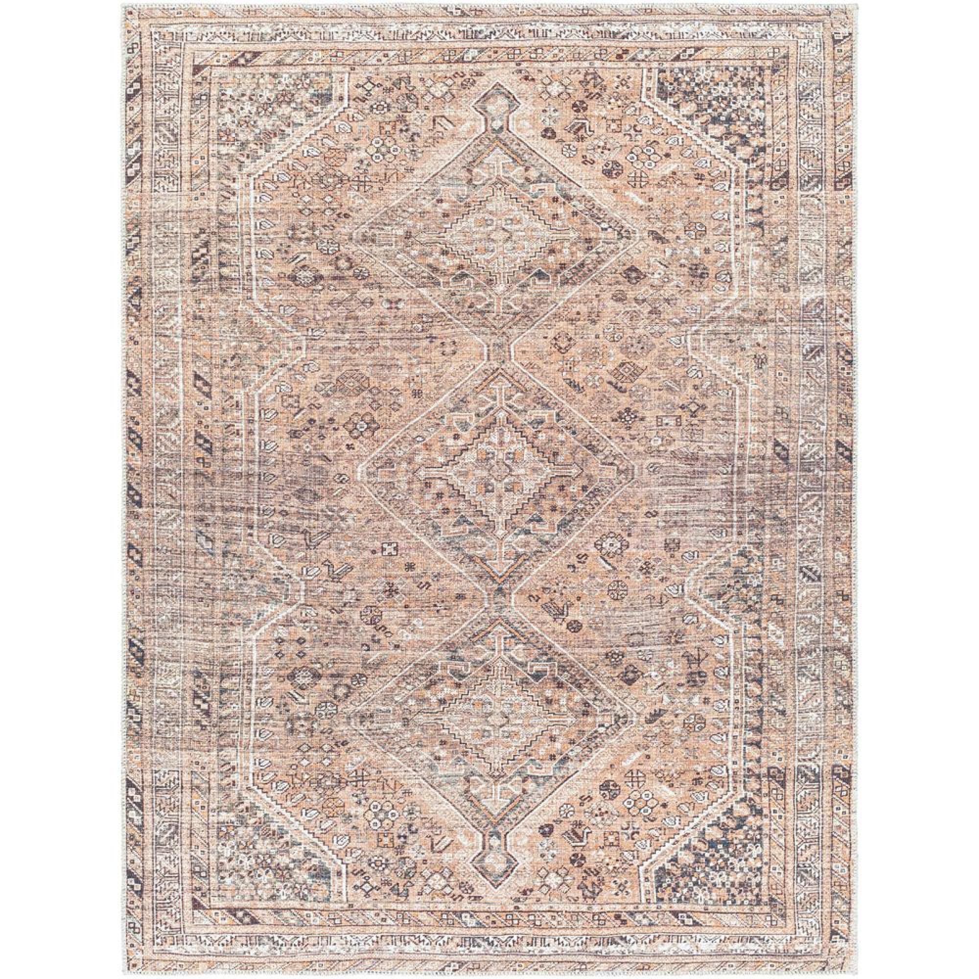 Amelie Rug - Machine Washable Traditional Boho - AML2384 - Cider Orange - Sizes Available