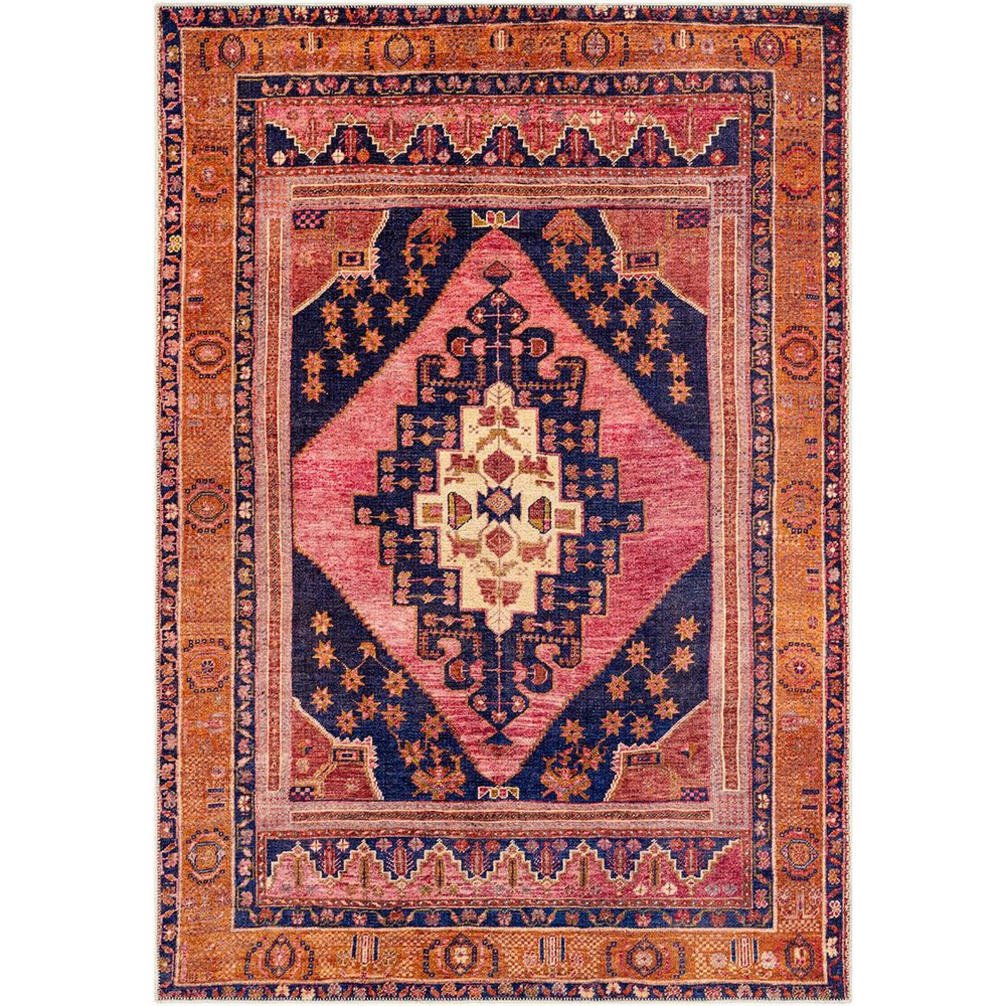 Amelie Rug - Machine Washable Vintage - AML2347 - Multicolour - Sizes Available