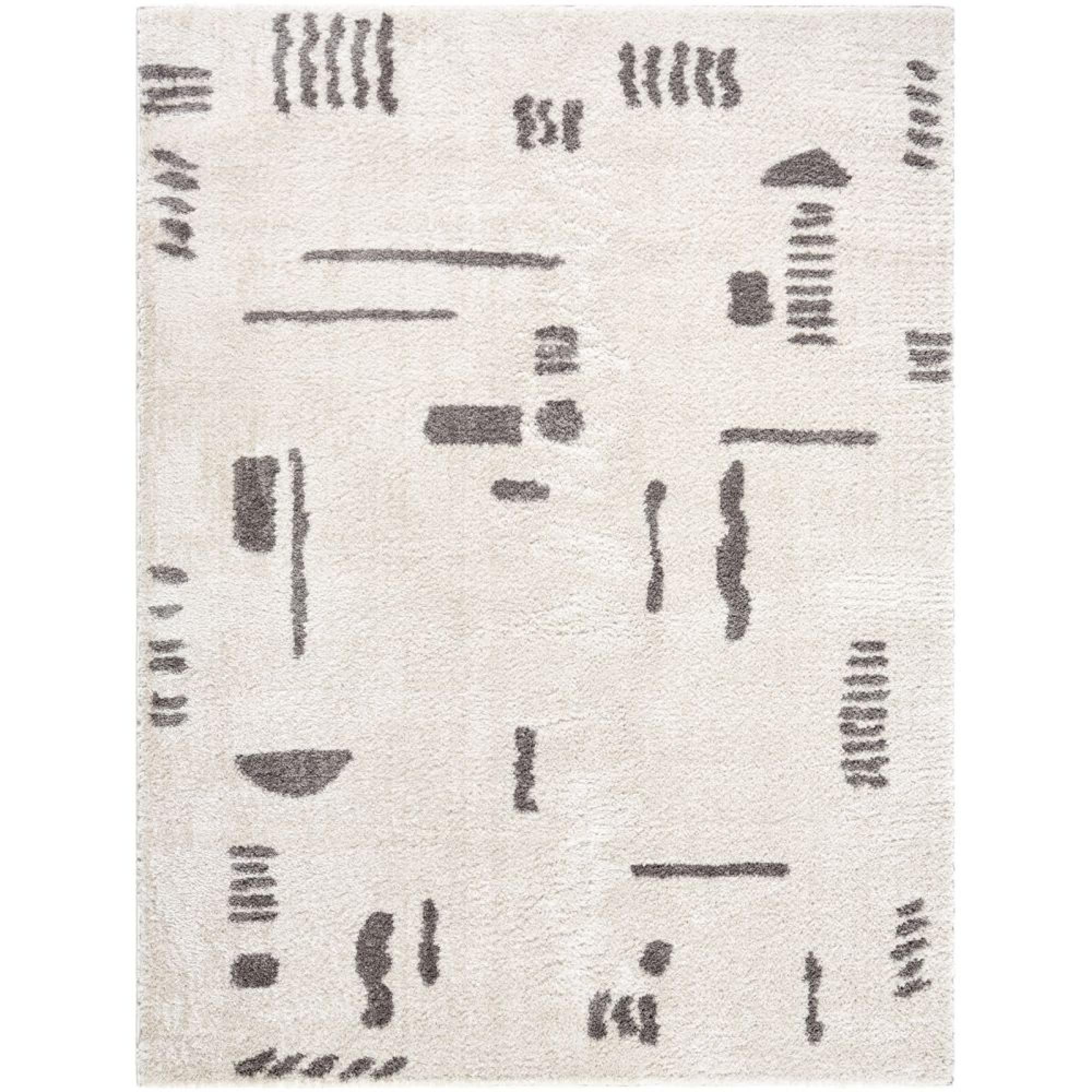 Fossay Rug - Machine Washable Modern Shaggy - FSG2303 - Beige & Charcoal - Sizes Available