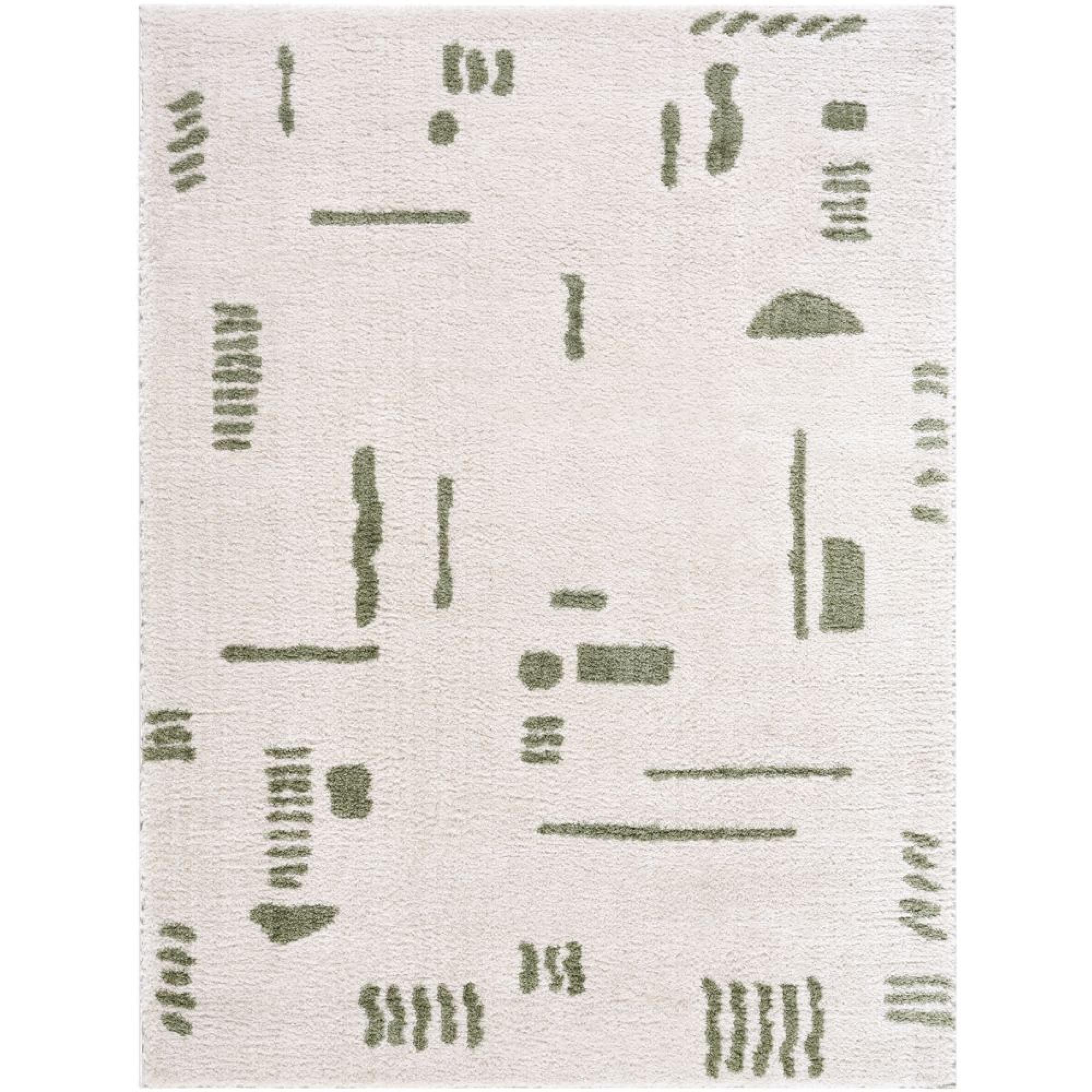 Fossay Rug - Machine Washable Modern Shaggy - FSG2302 - Beige & Green - Sizes Available