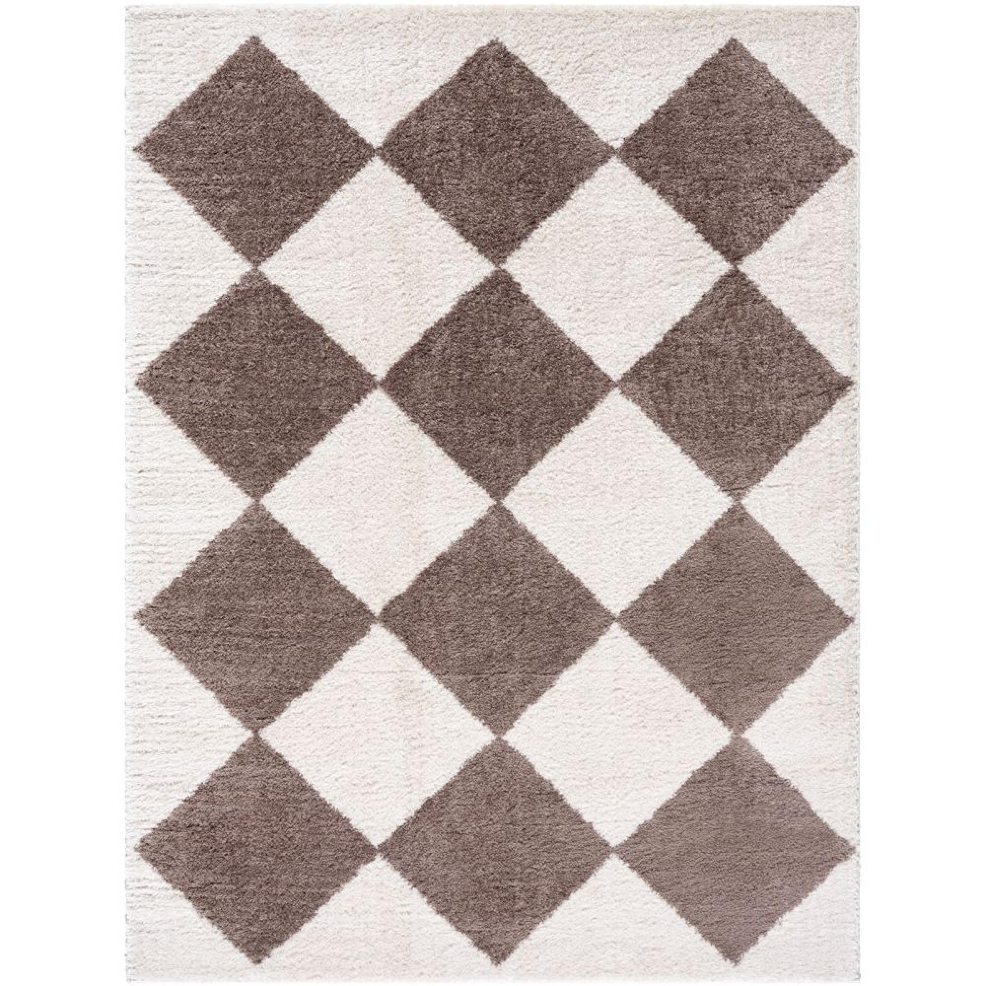 Fossay Rug - Machine Washable Modern Shaggy - FSG2323 - Ivory & Dark Brown - Sizes Available