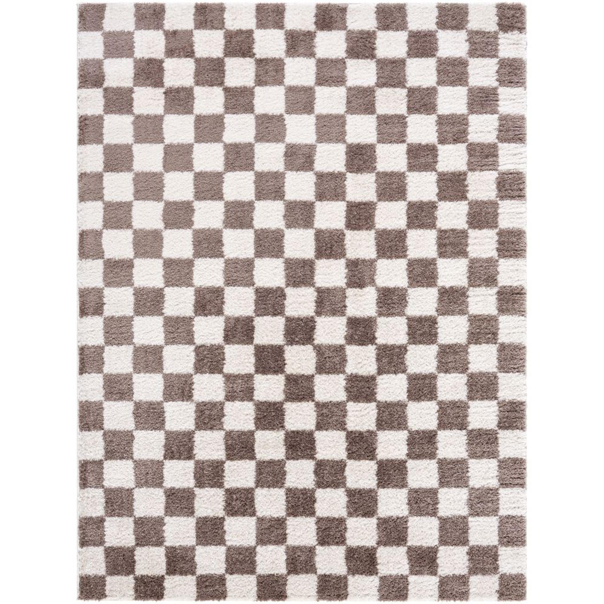 Fossay Rug - Machine Washable Modern Shaggy - FSG2328 - Ivory & Dark Brown - Sizes Available