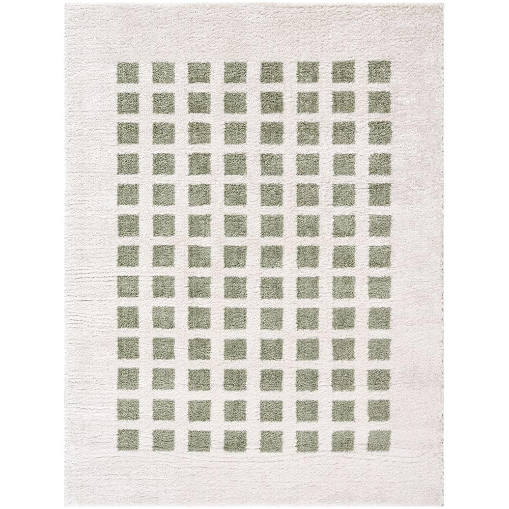 Fossay Rug - Machine Washable Modern Shaggy - FSG2320 - Ivory & Green - Sizes Available