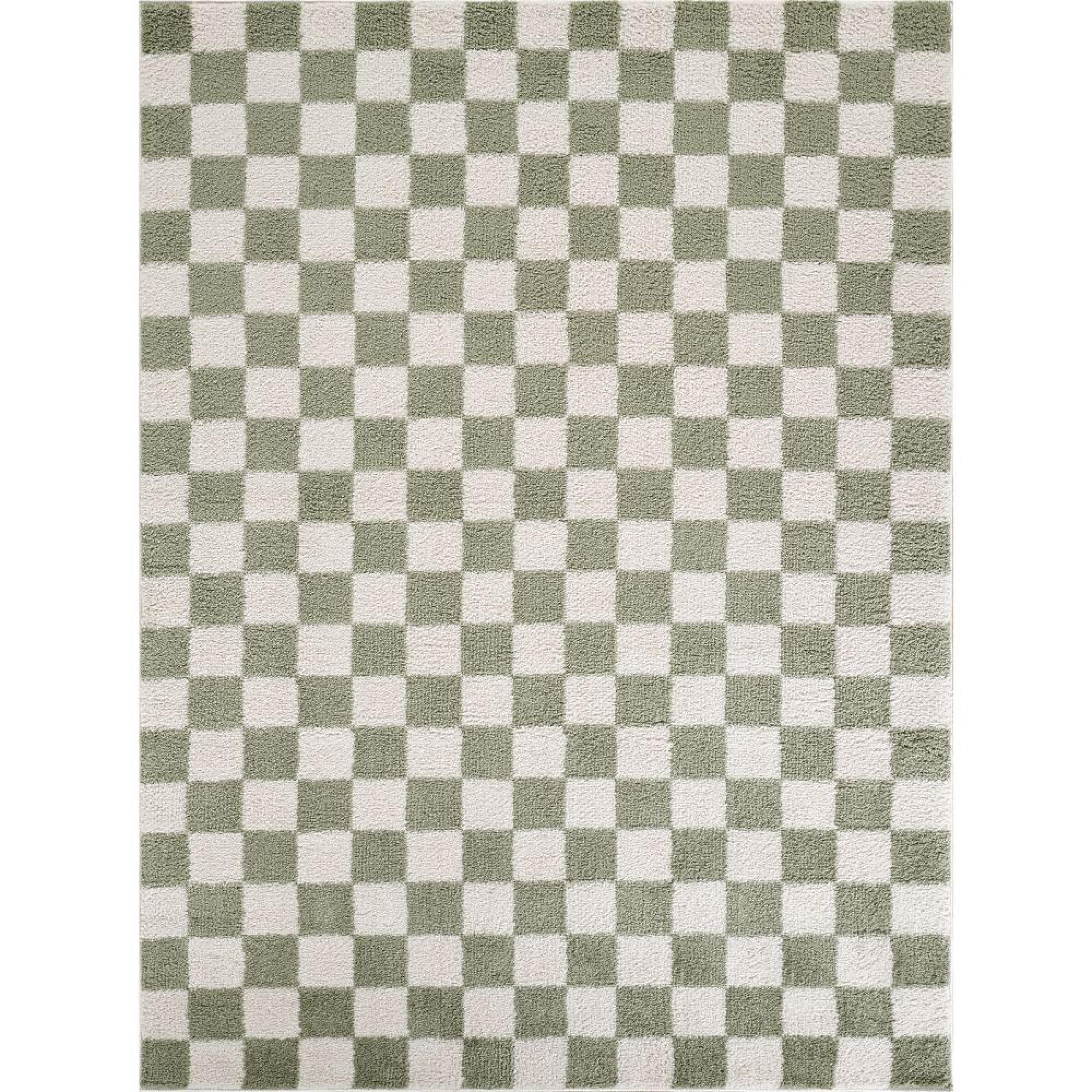 Fossay Rug - Machine Washable Modern Shaggy - FSG2330 - Ivory & Green - Sizes Available