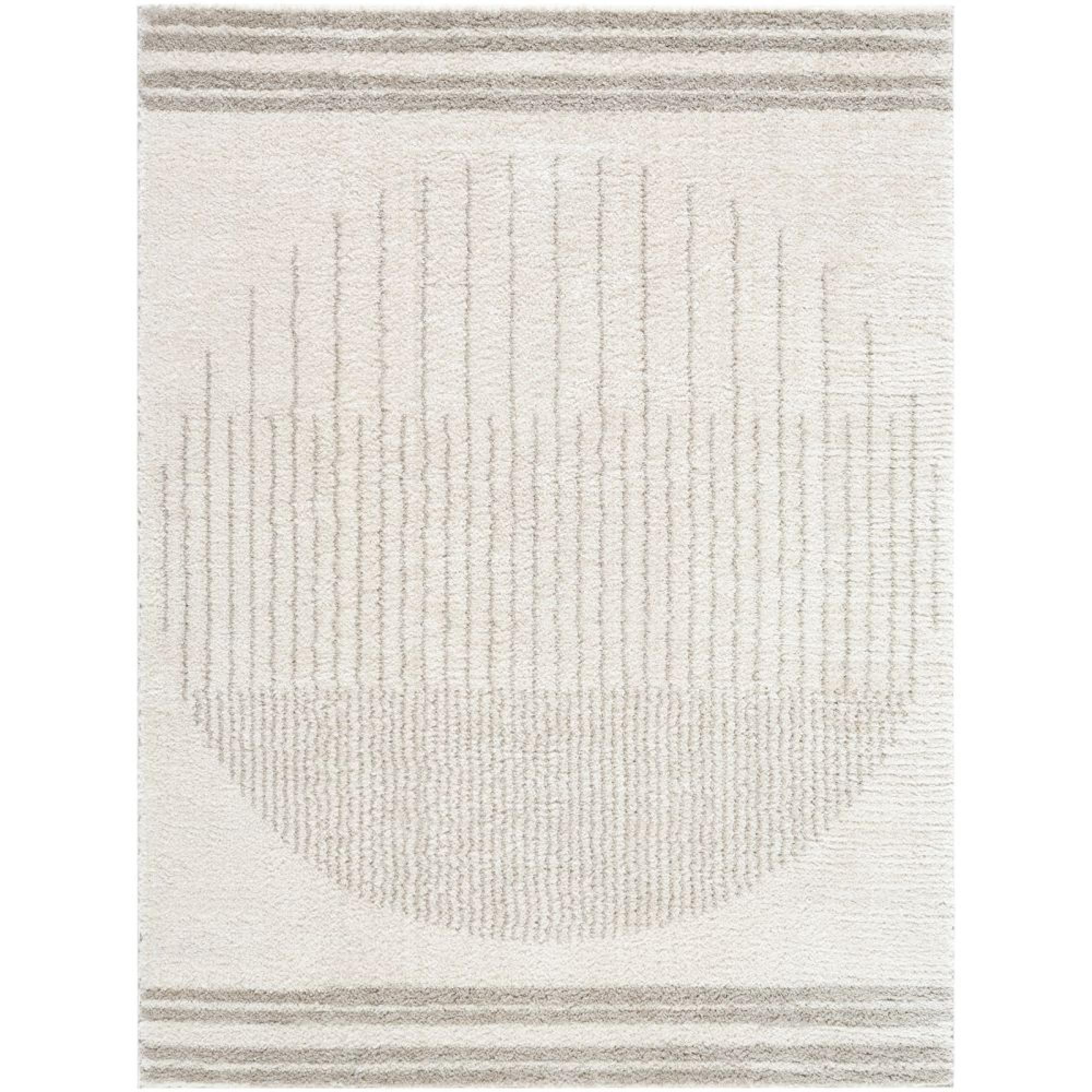 Fossay Rug - Machine Washable Modern Shaggy - FSG2309 - Medium Ivory & Grey - Sizes Available