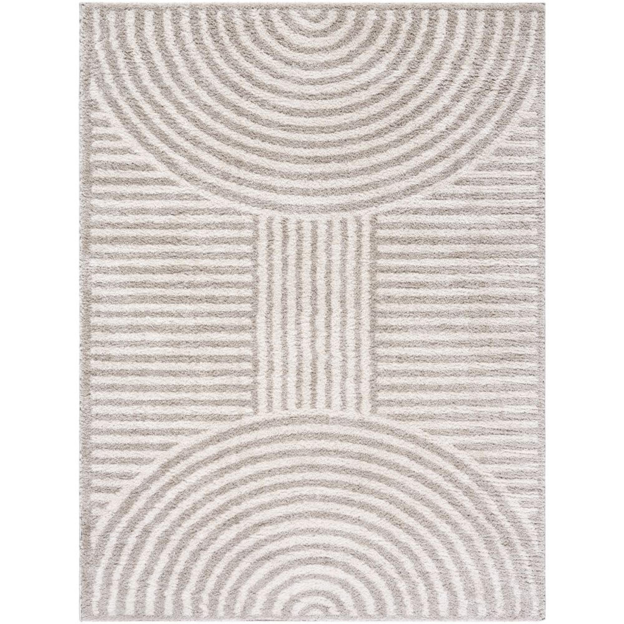 Fossay Rug - Machine Washable Modern Shaggy - FSG2335 - Medium Ivory & Grey - Sizes Available