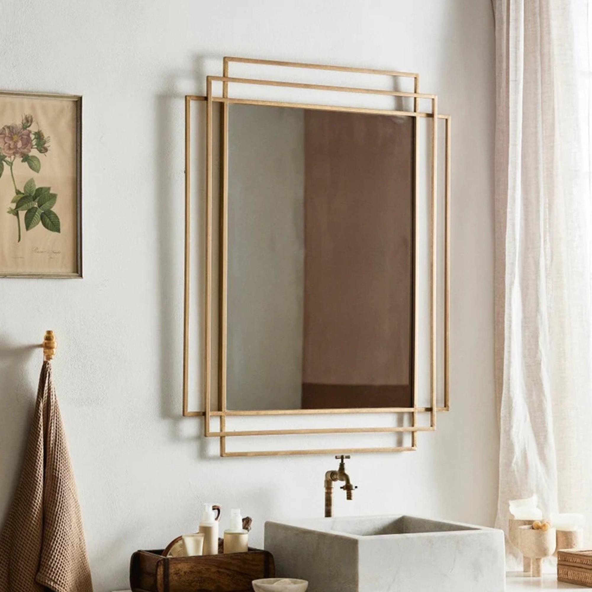 Wall Mirror - Brass Metal Frame - 76cm x 97cm