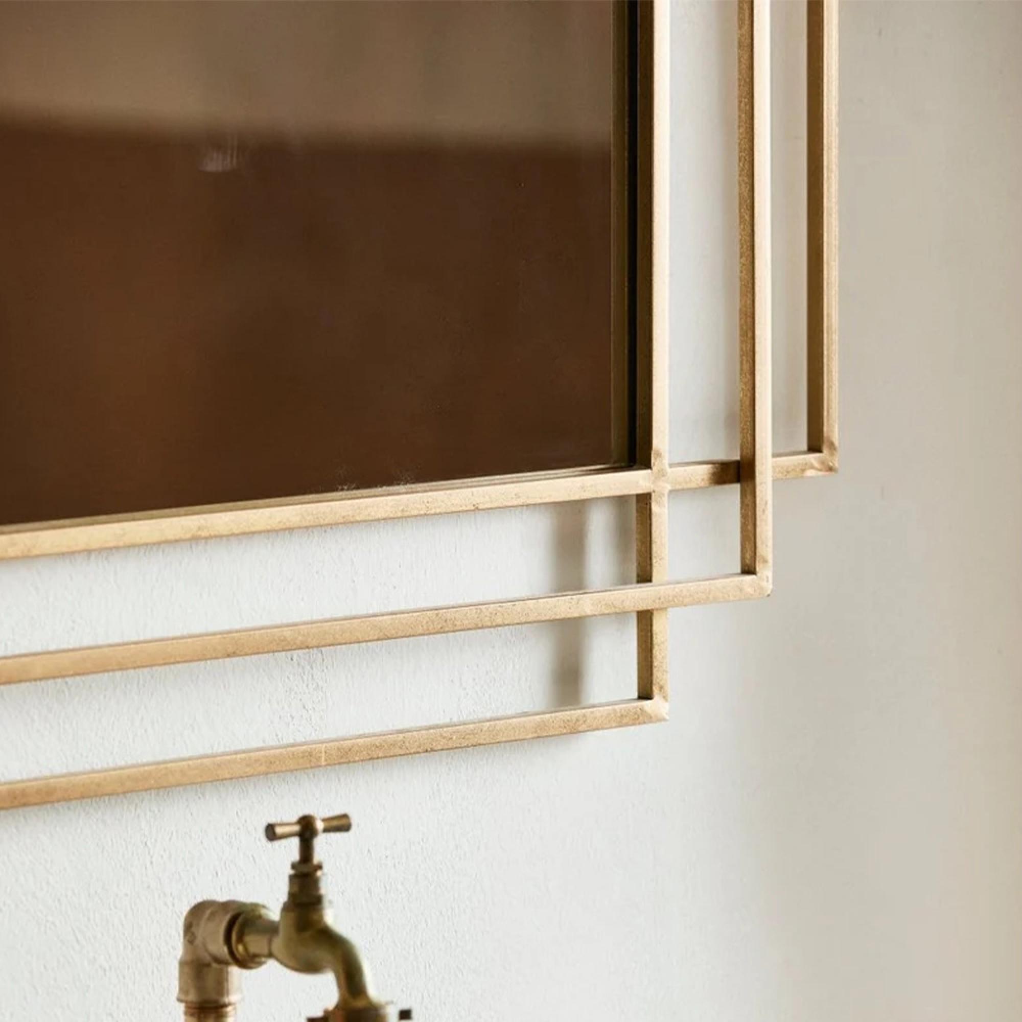 Wall Mirror - Brass Metal Frame - 76cm x 97cm
