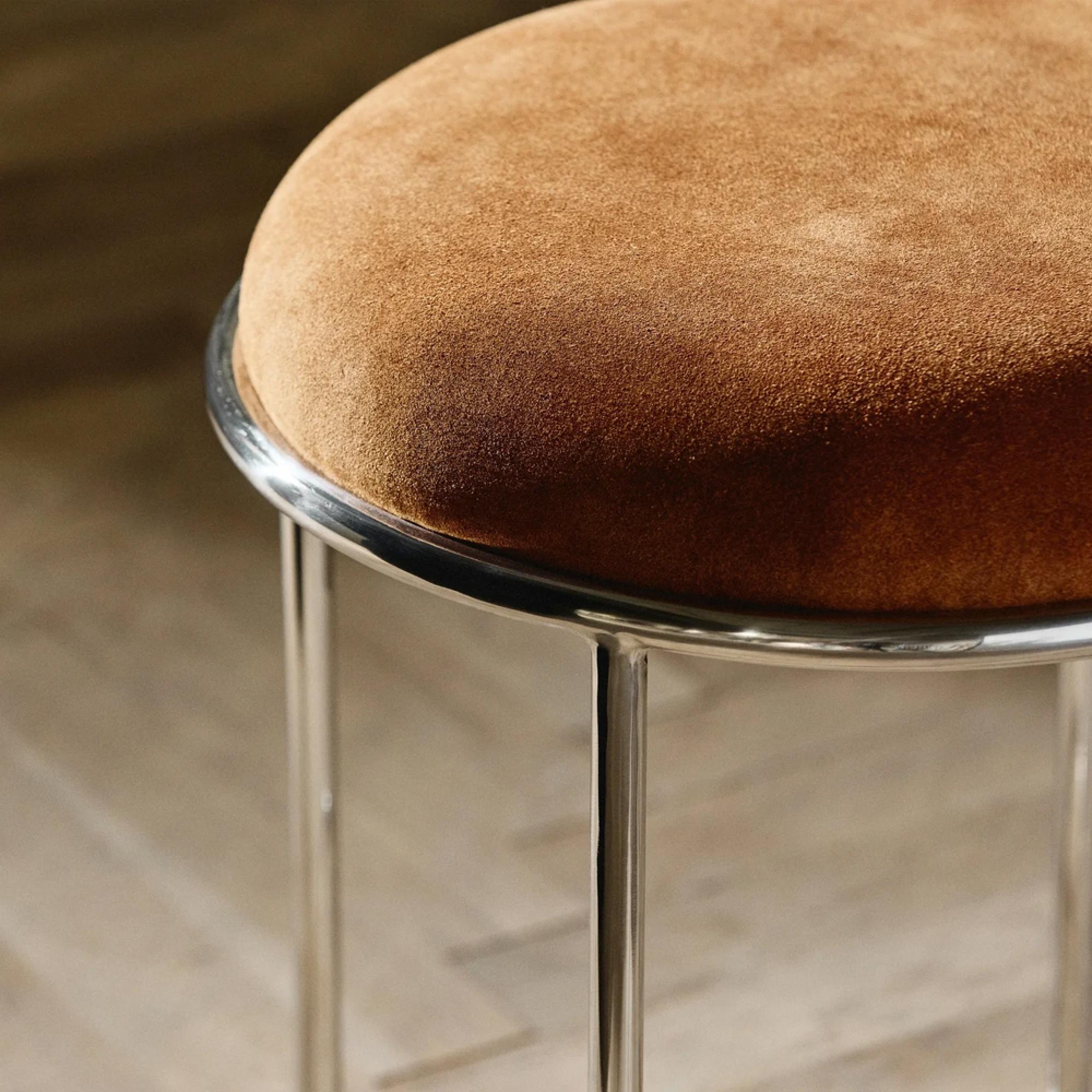 Komati Stool - Round - Brown Leather