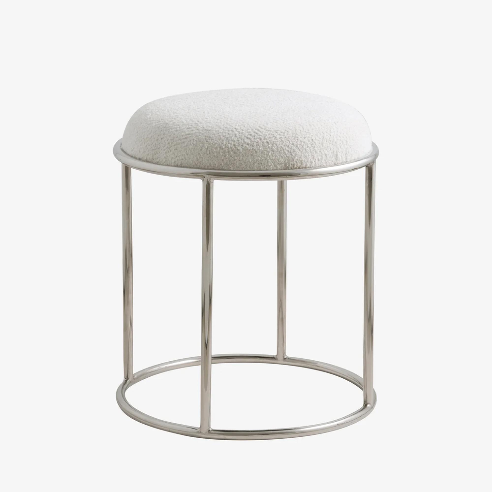 Komati Stool - Round - Ivory Leather