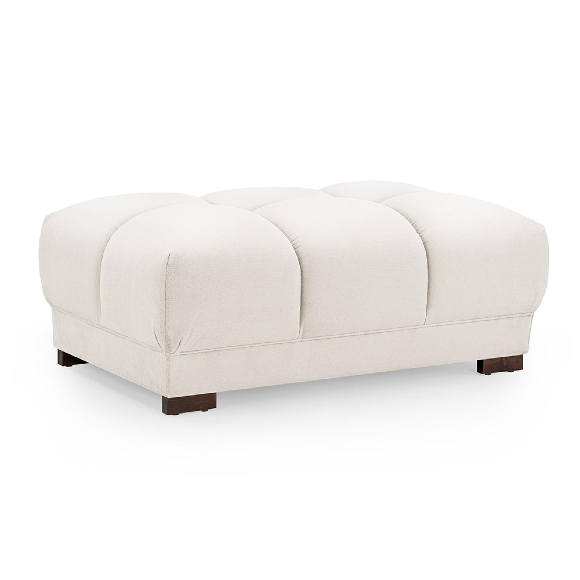 Azzuro Footstool - Cream Velvet Fabric
