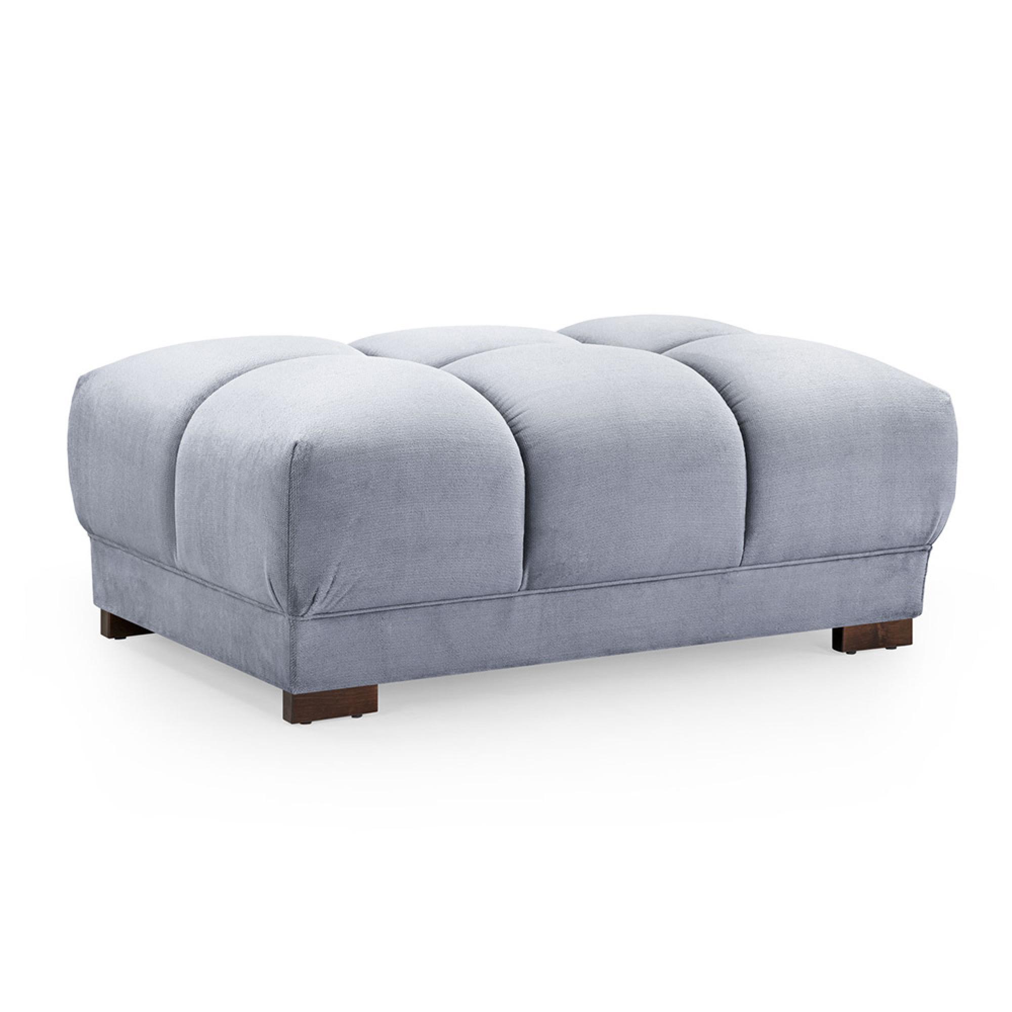 Azzuro Footstool - Grey Velvet Fabric
