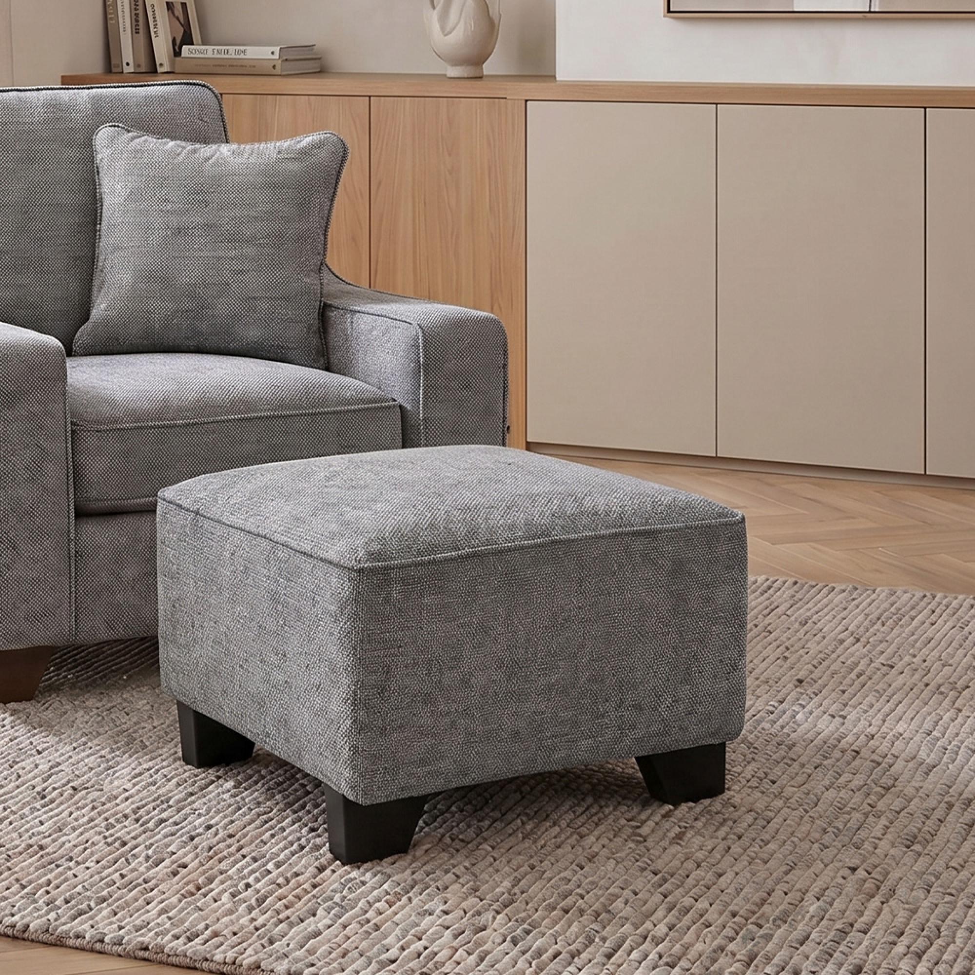 Nebraska Footstool - Slate Grey Fabric