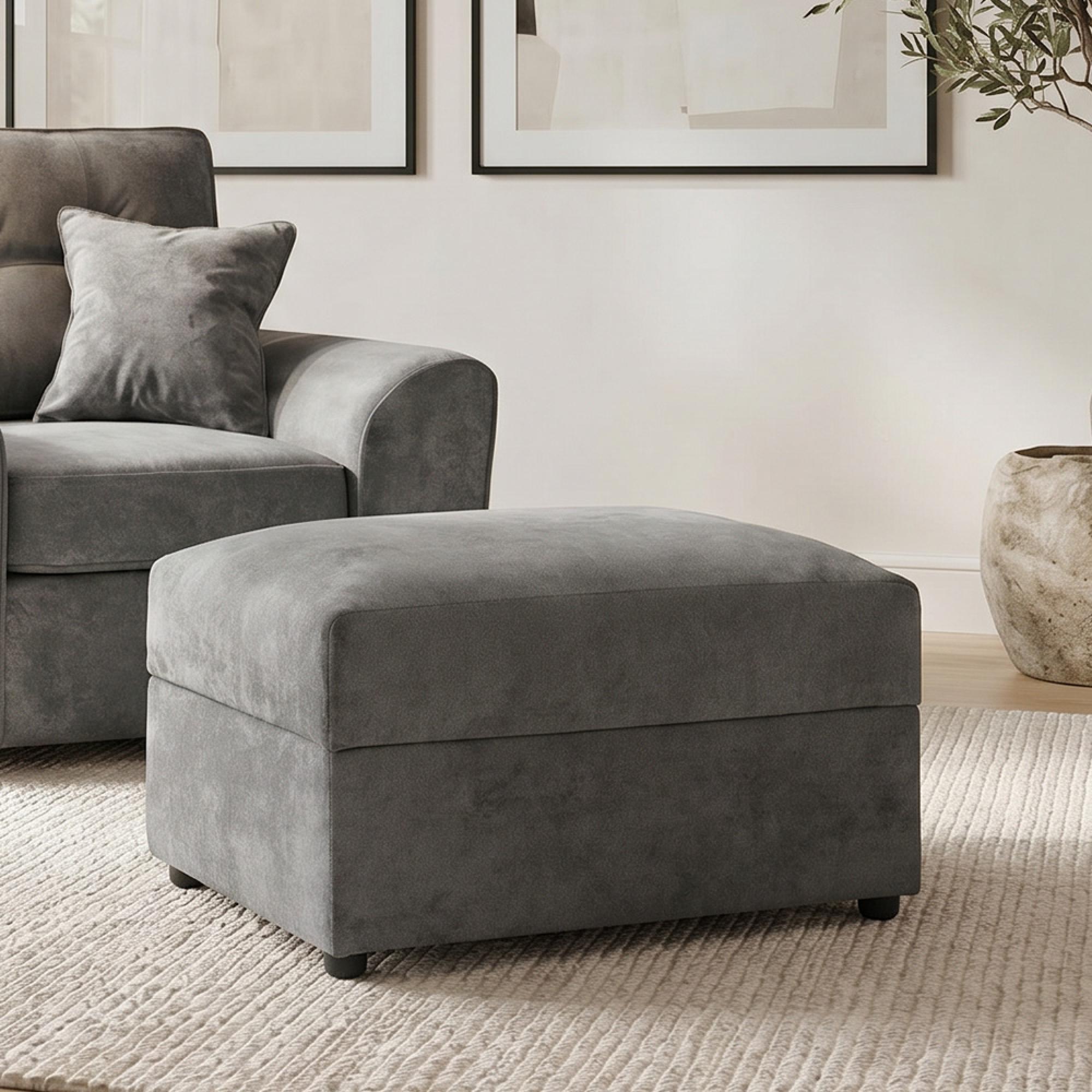 Maxwell Footstool - Grey Fabric