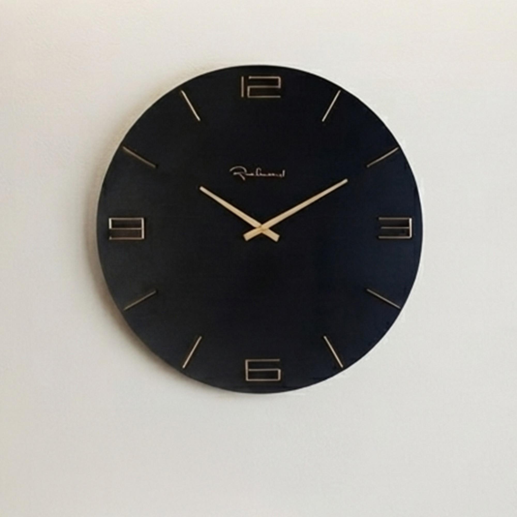 Byram Wall Clock - Round - Black and Gold - Metal