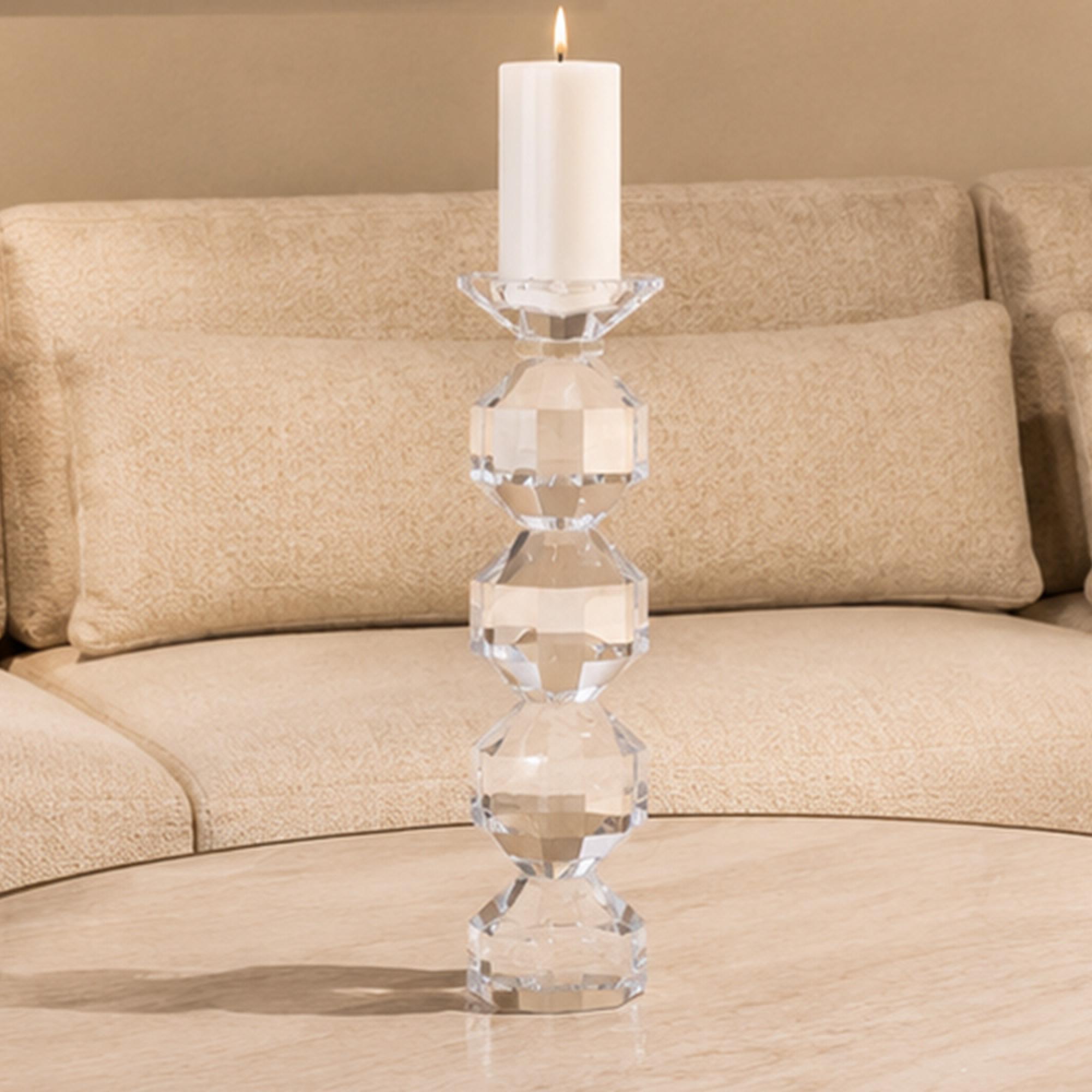 Safia Candle Holder - Large - Clear - Glass