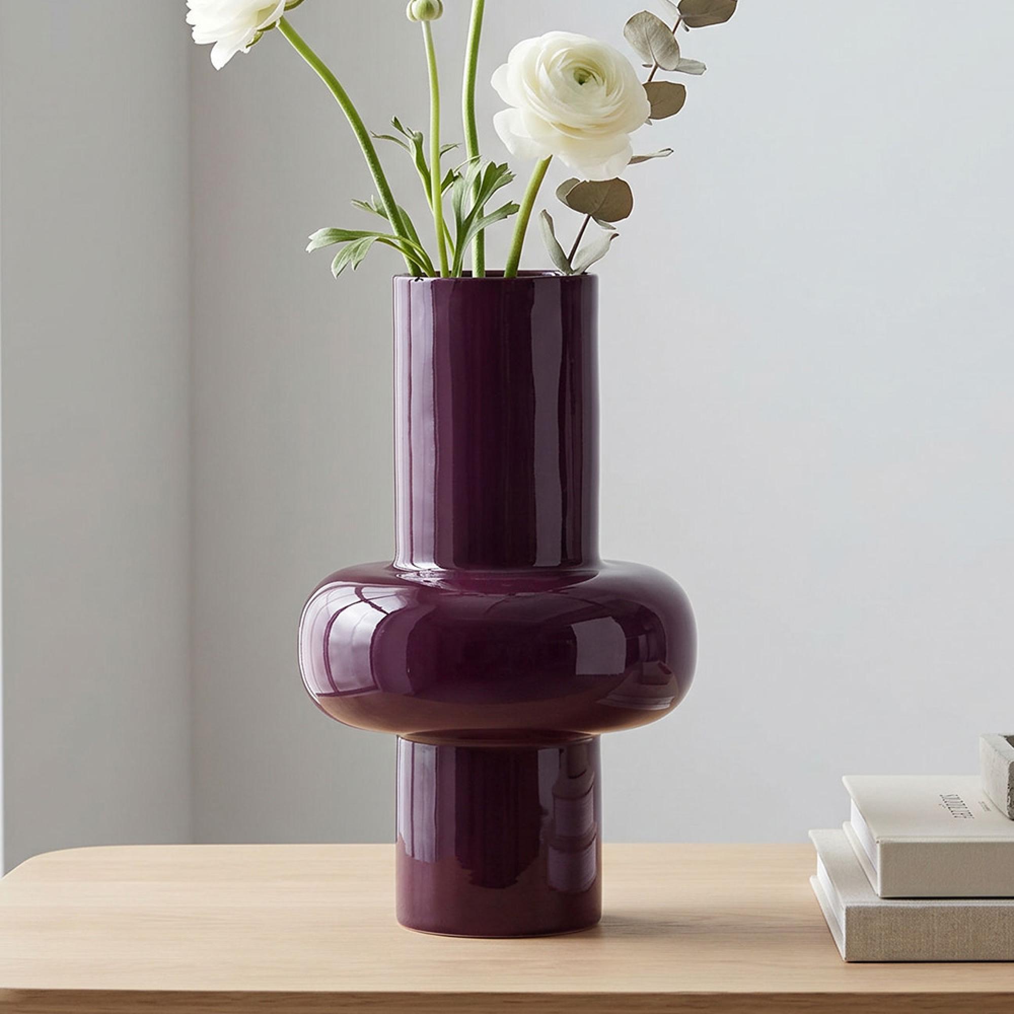 Ashlyn Vase - Burgundy - Large - Metal