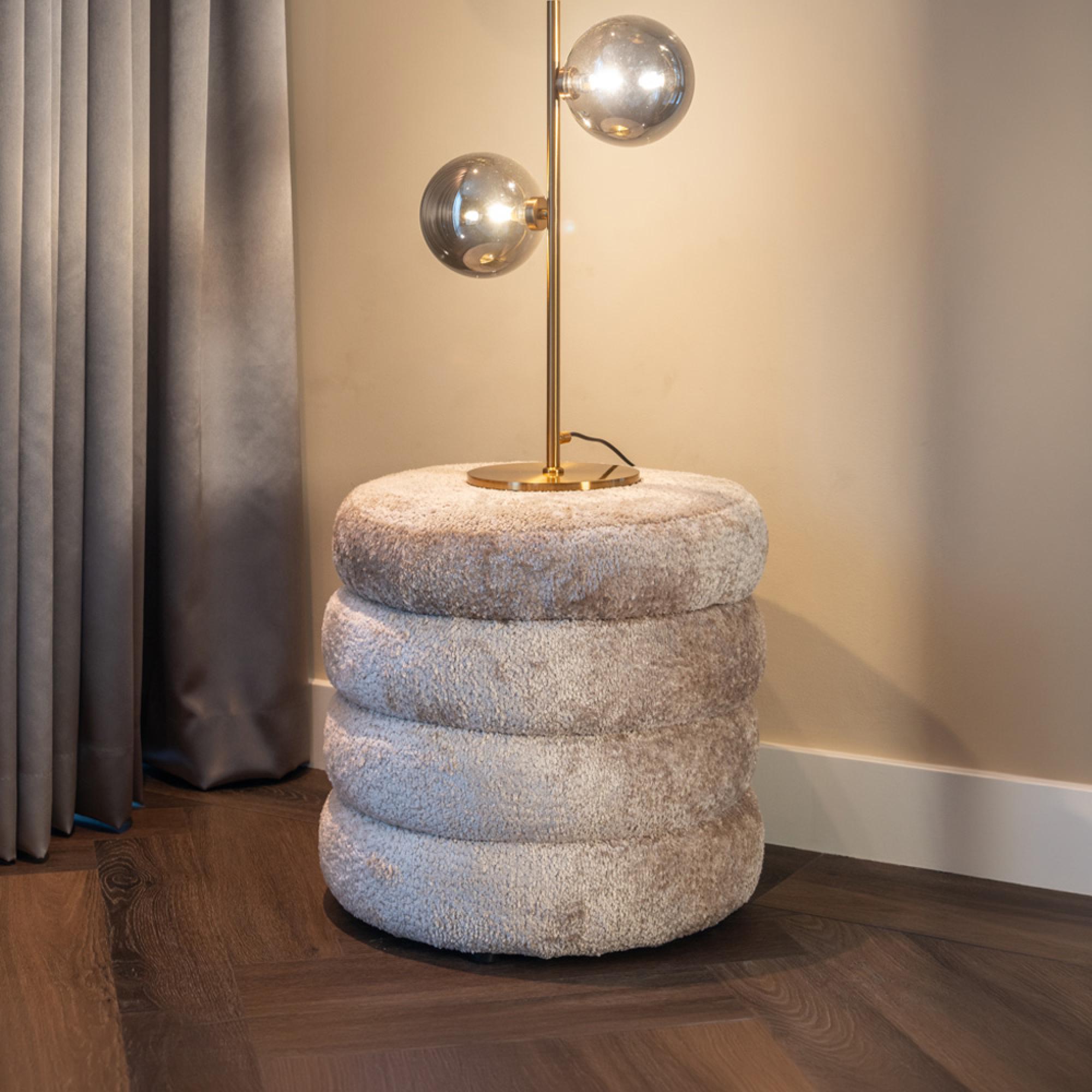 Adele Natural Fabric Pouffe