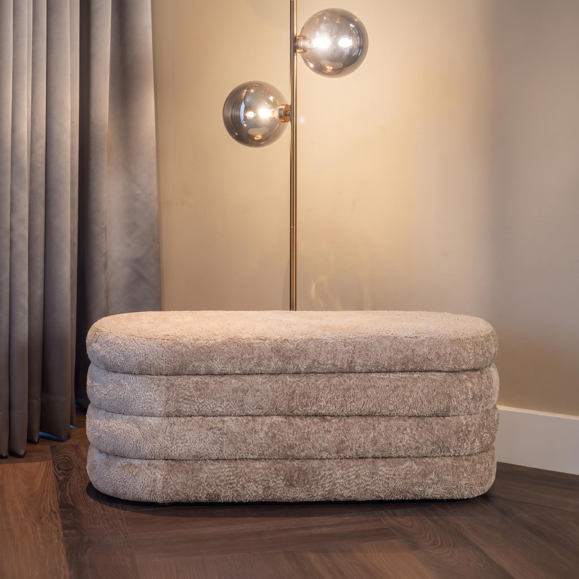 Camille Natural Fabric Pouffe
