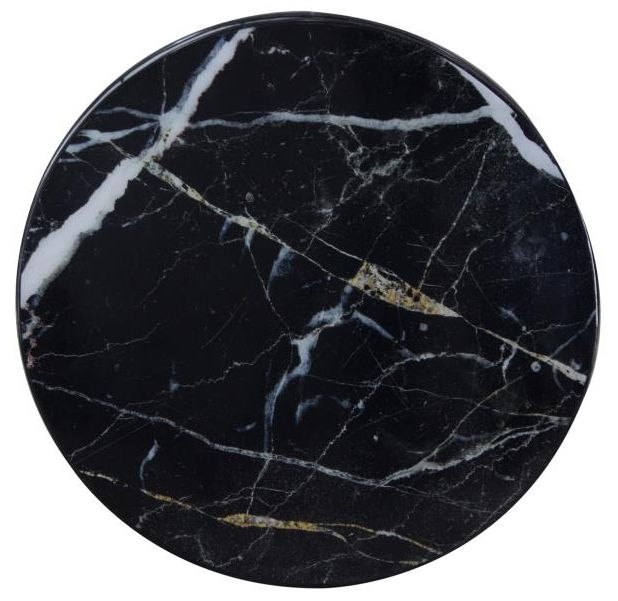 Allentown Black Marble Look Round Wall Mirror