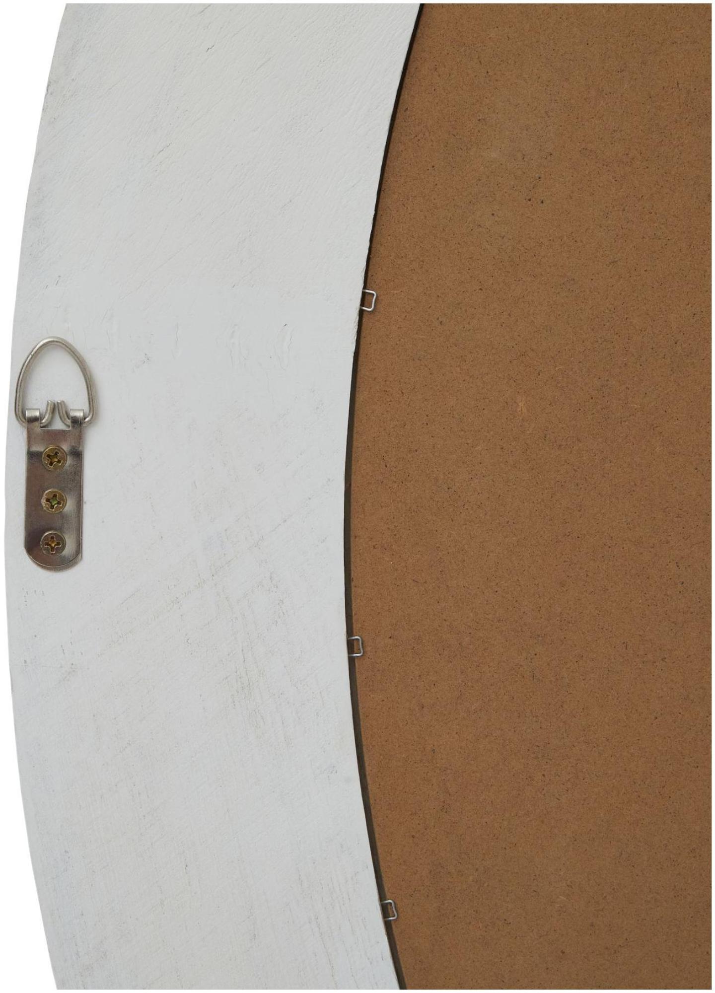 Wall Mirror - Large - Round Framed - Antique White - Mirrored Glass - Washed Wood