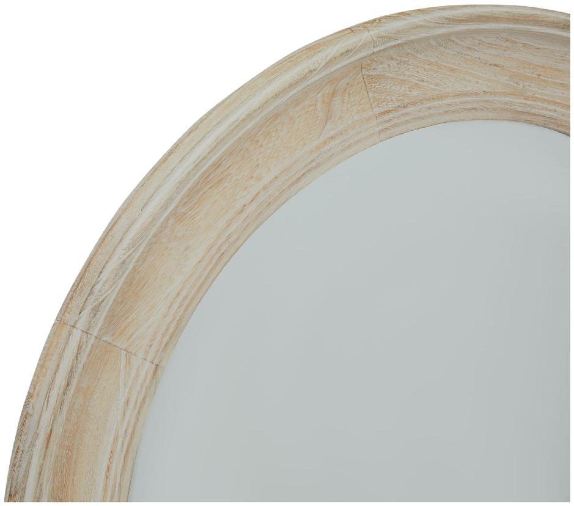 Wall Mirror - Round Framed - Antique White - Mirrored Glass - Washed Wood