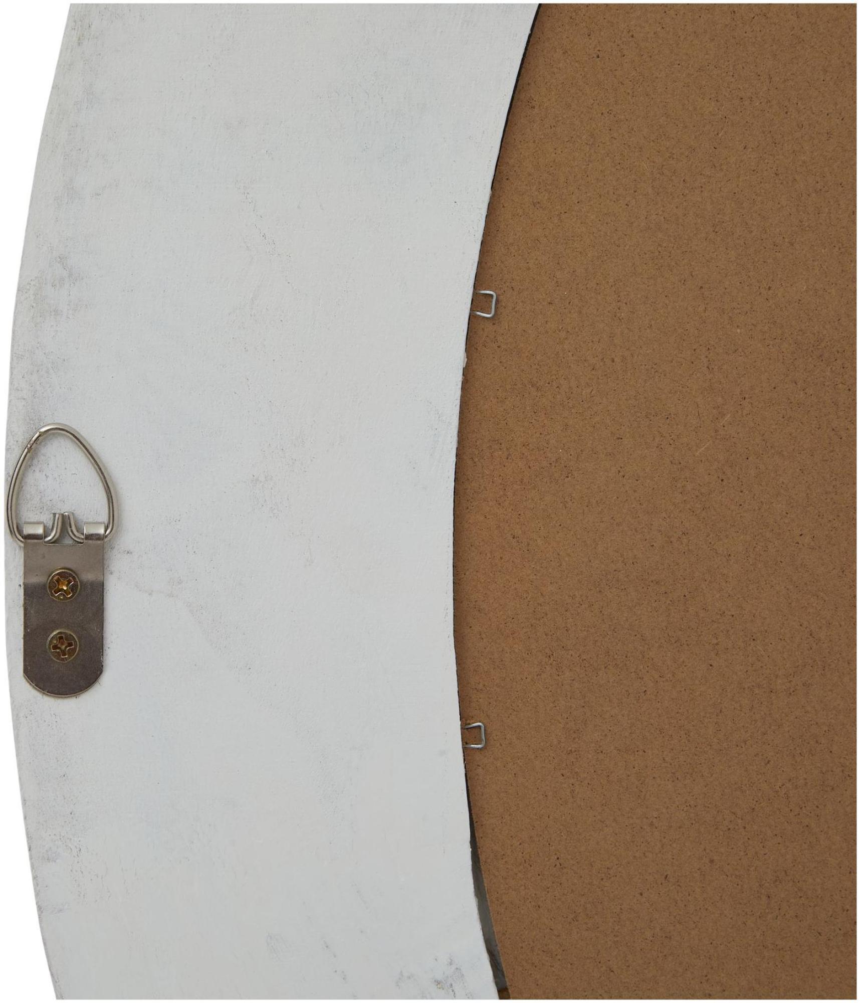 Wall Mirror - Round Framed - Antique White - Mirrored Glass - Washed Wood