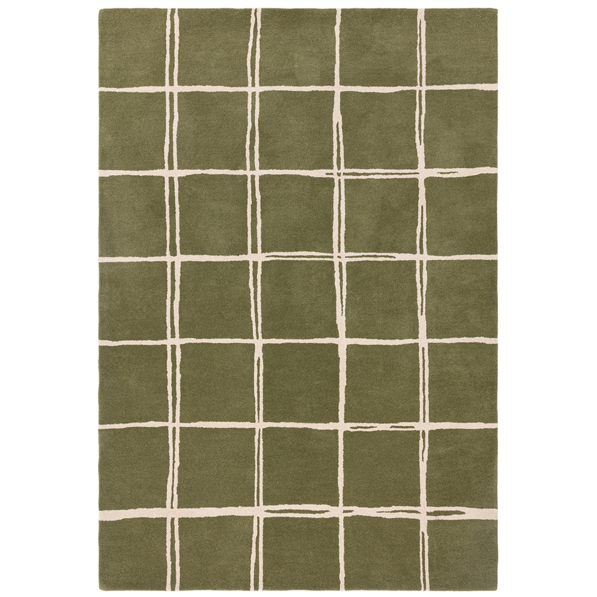 Contemporary Design Albany Rug - Olive Grid - Sizes Available