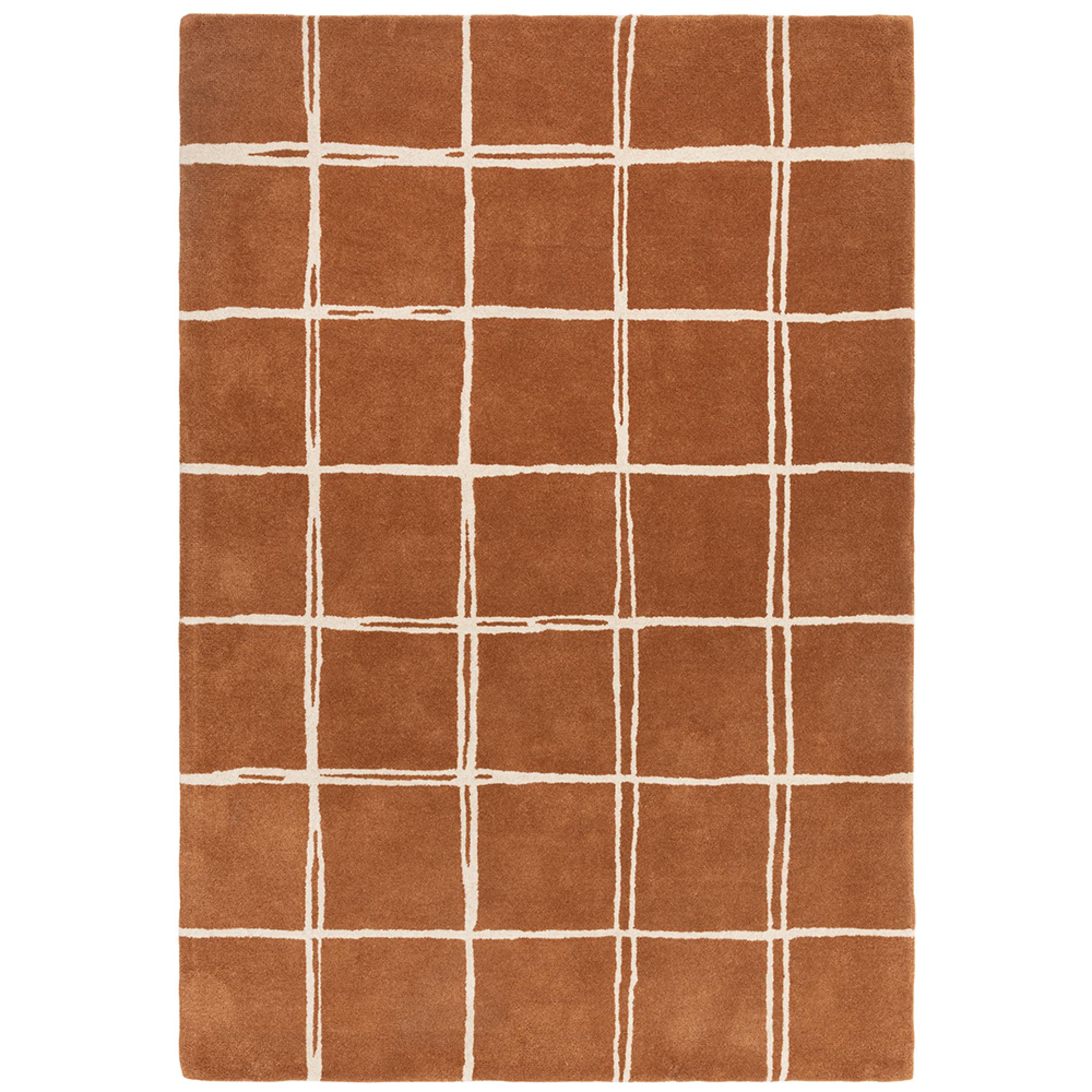 Contemporary Design Albany Rug - Rust Grid - Sizes Available