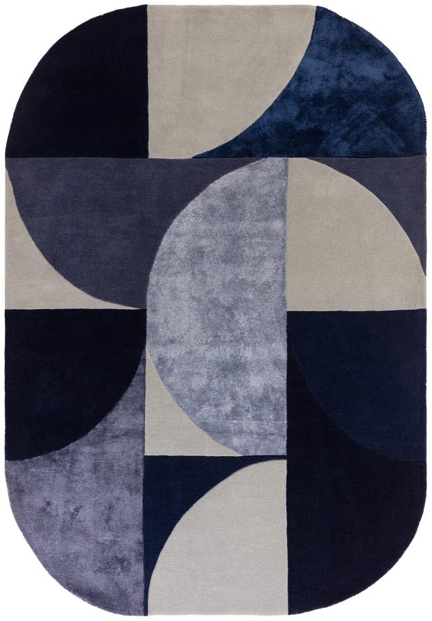 Contemporary Design Matrix Rug - Oval 74 - Indigo - Sizes Available