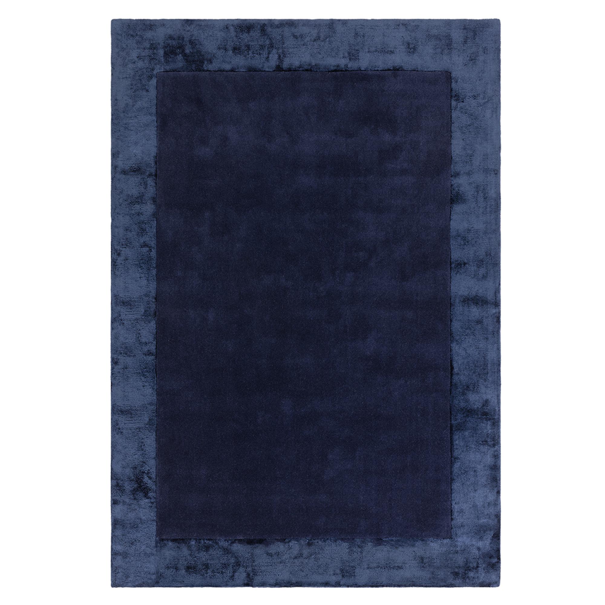 Contemporary Plain Ascot Rug - Navy - Sizes Available