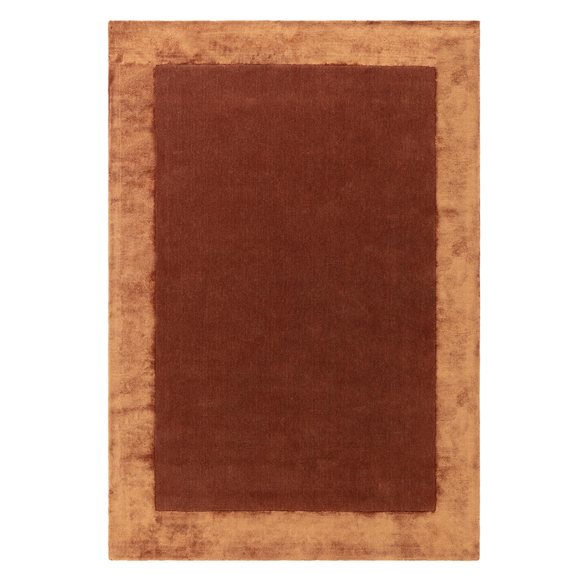 Contemporary Plain Ascot Rug - Rust - Sizes Available