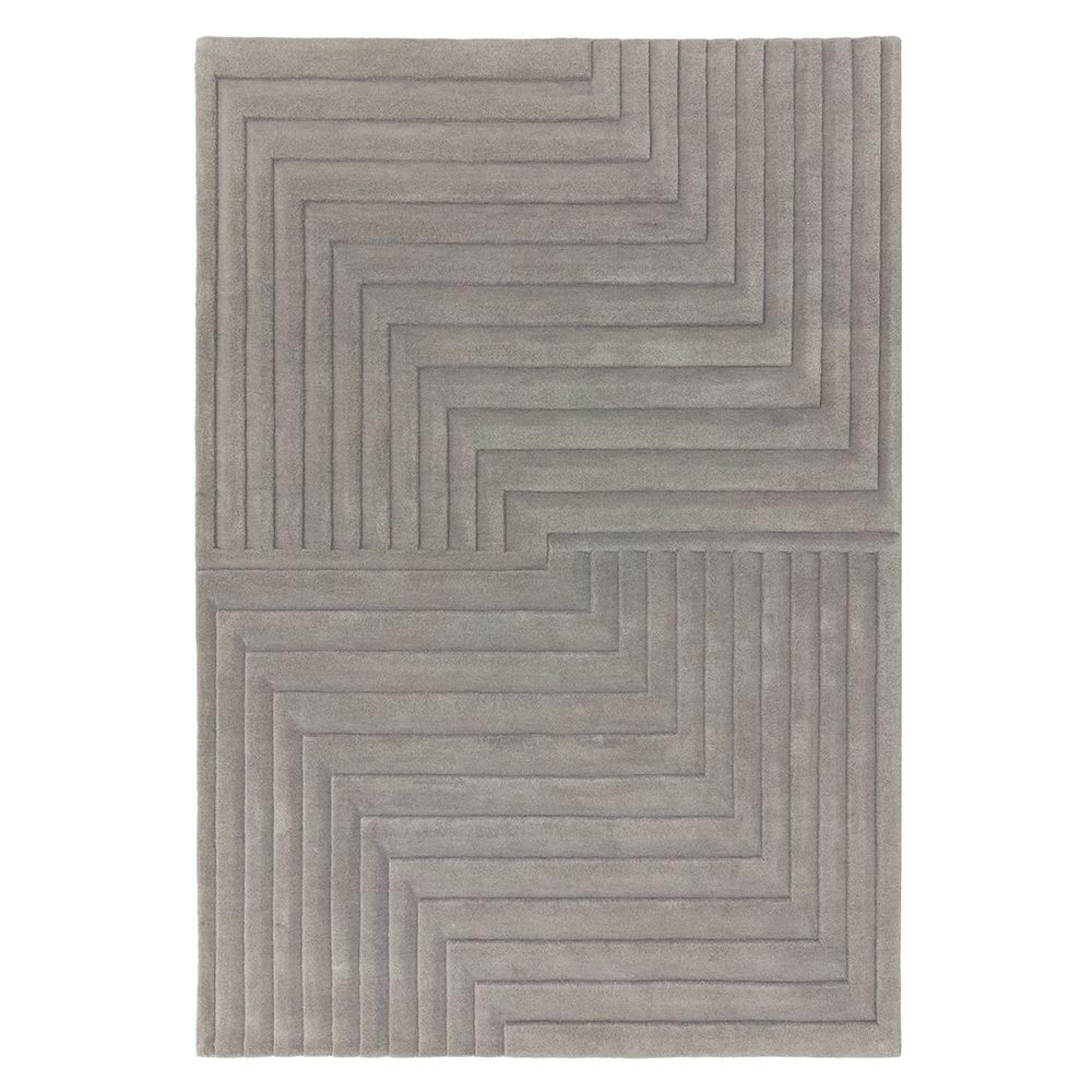 Contemporary Plain Form Geometric Rug - Silver - Sizes Available