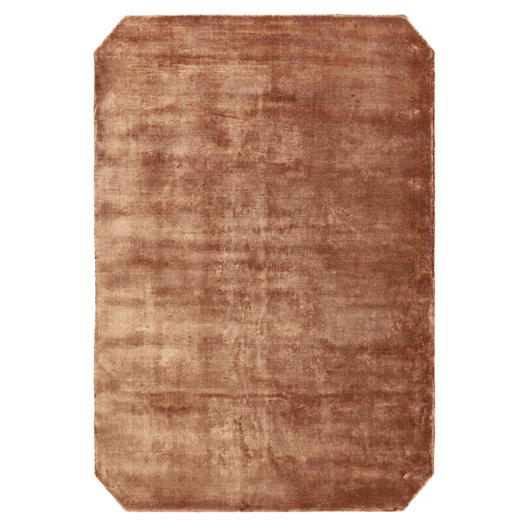 Contemporary Plain Gleam Rug - Terracotta - Sizes Available