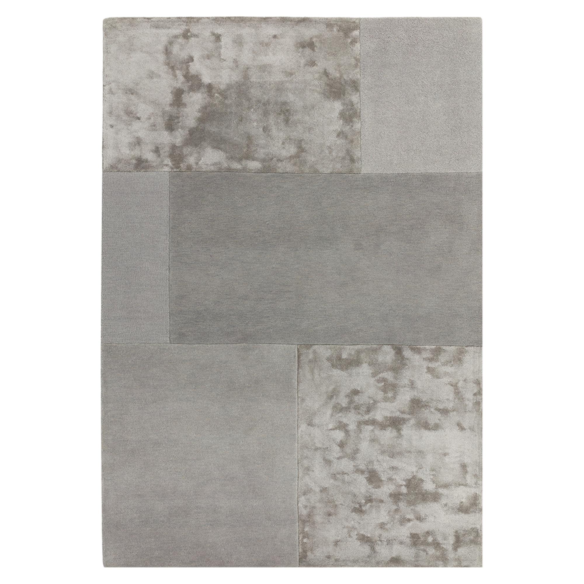 Contemporary Plain Tate Tonal Textures Rug - Silver - Sizes Available